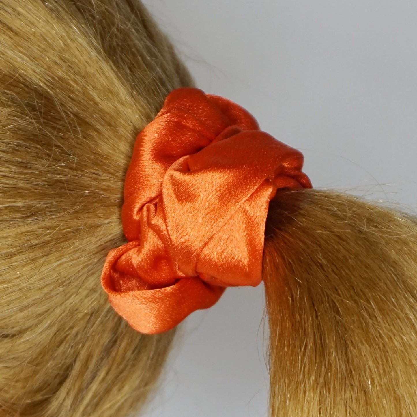 Amelia Beauty Products, Black, White and Orange Mix, Imitation Silk Scrunchies, 4.5in Diameter, Gentle on Hair, Strong Hold, No Snag, No Dents or Creases. 6 Pack
