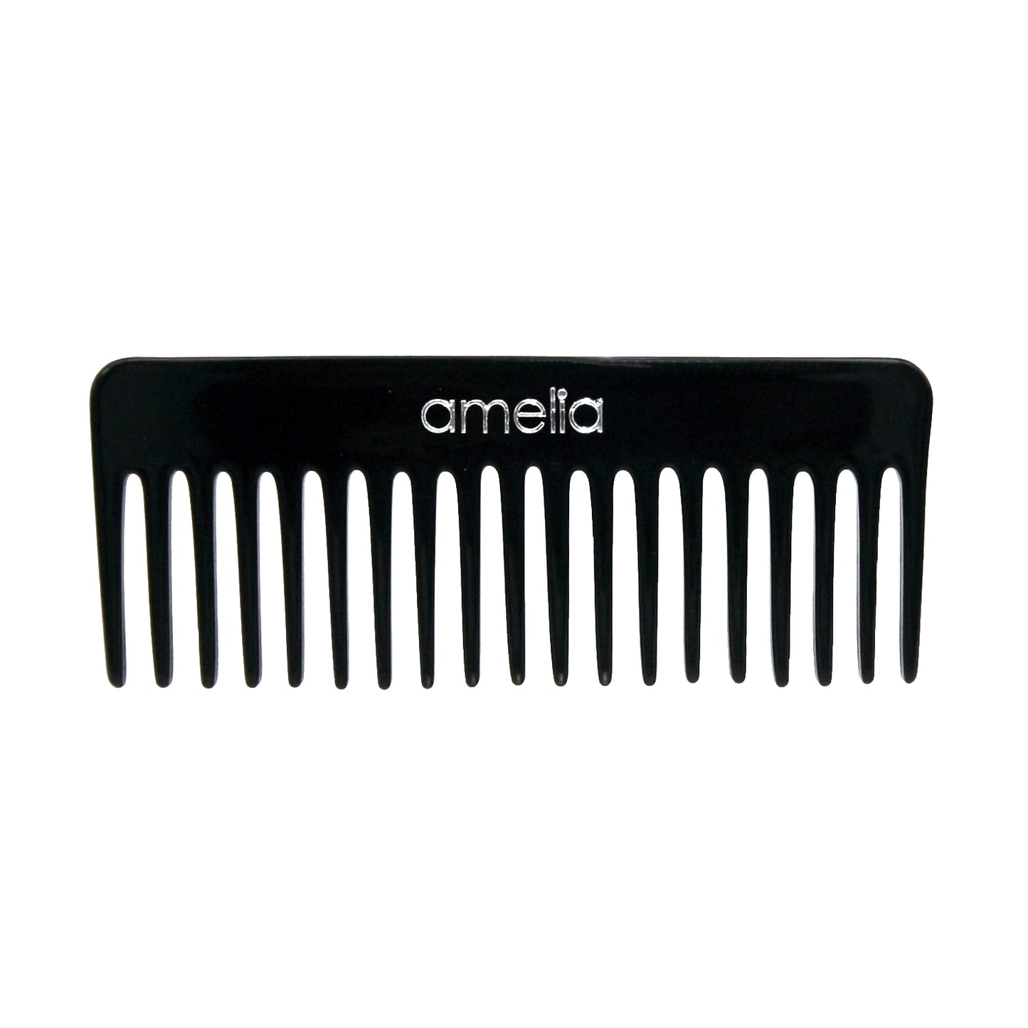 Amelia Beauty Cellulose Acetate 6in Rake Detangling Comb, Handmade, Smooth Edges, Eco-Friendly Plant Based Material, Course Teeth - Black Color
