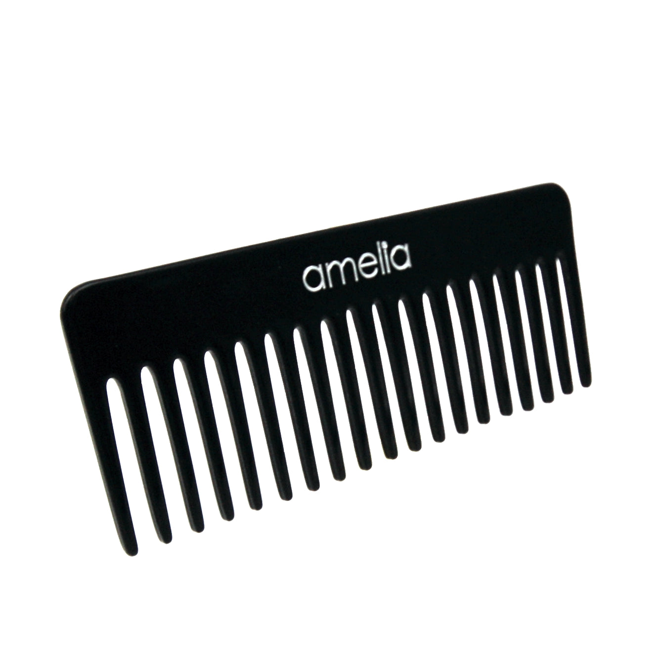 Amelia Beauty Cellulose Acetate 6in Rake Detangling Comb, Handmade, Smooth Edges, Eco-Friendly Plant Based Material, Course Teeth - Black Color