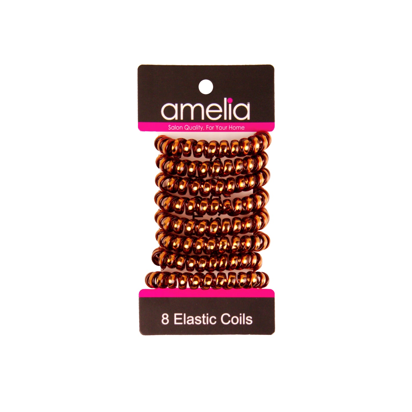 Amelia Beauty Products 8 Medium Smooth Elastic Hair Coils, 2.25in Diameter Spiral Hair Ties, Gentle on Hair, Strong Hold and Minimizes Dents and Creases, Ginger