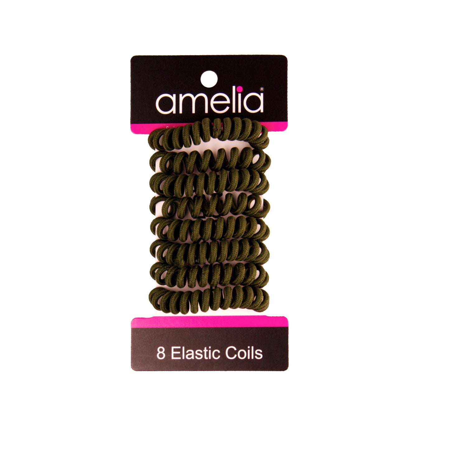 Amelia Beauty, 8 Small Fabric Wrapped Elastic Hair Coils, 1.75in Diameter Spiral Hair Ties, Gentle on Hair, Strong Hold and Minimizes Dents and Creases, Hunter Green