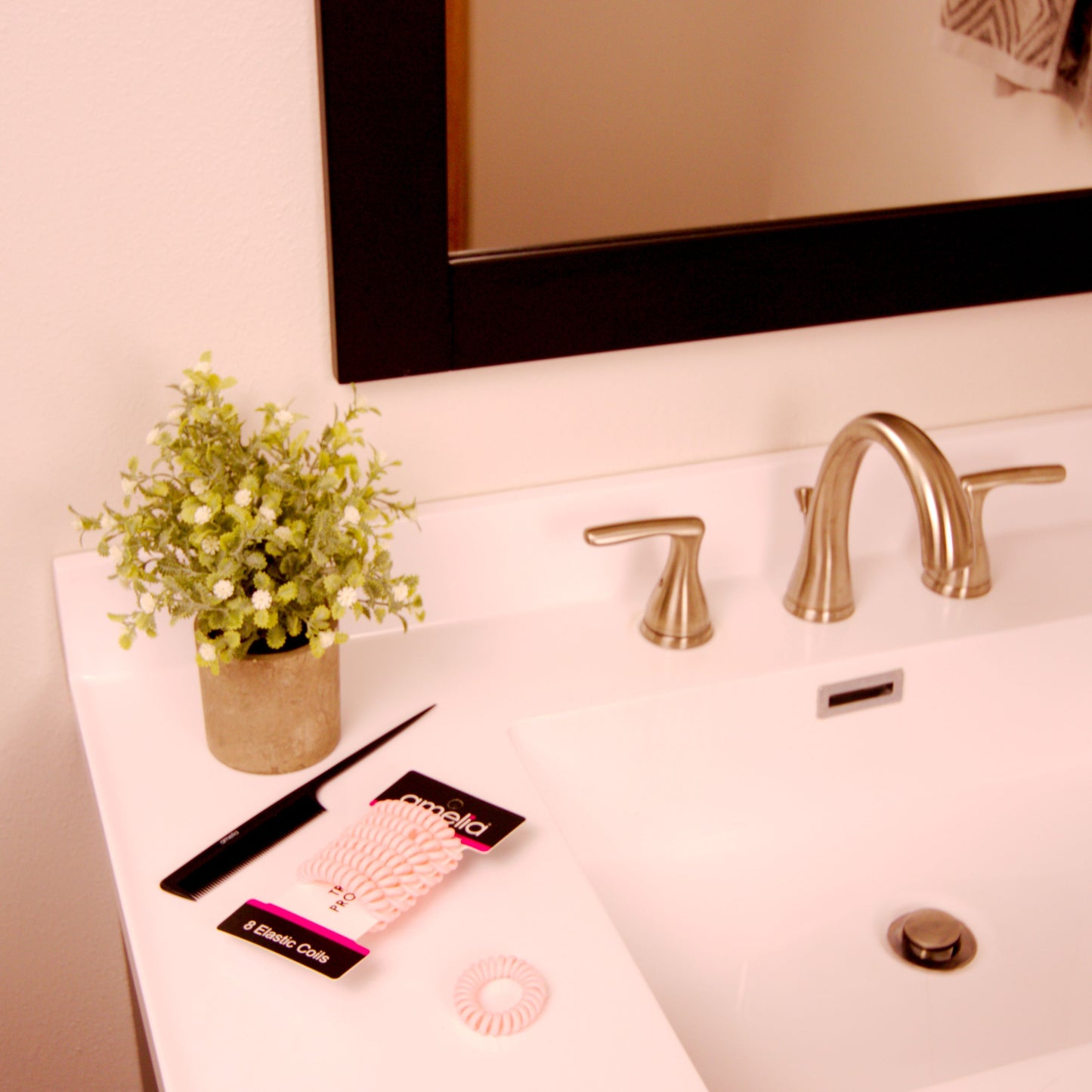 Amelia Beauty, 8 Small Fabric Wrapped Elastic Hair Coils, 1.75in Diameter Spiral Hair Ties, Gentle on Hair, Strong Hold and Minimizes Dents and Creases, Pink