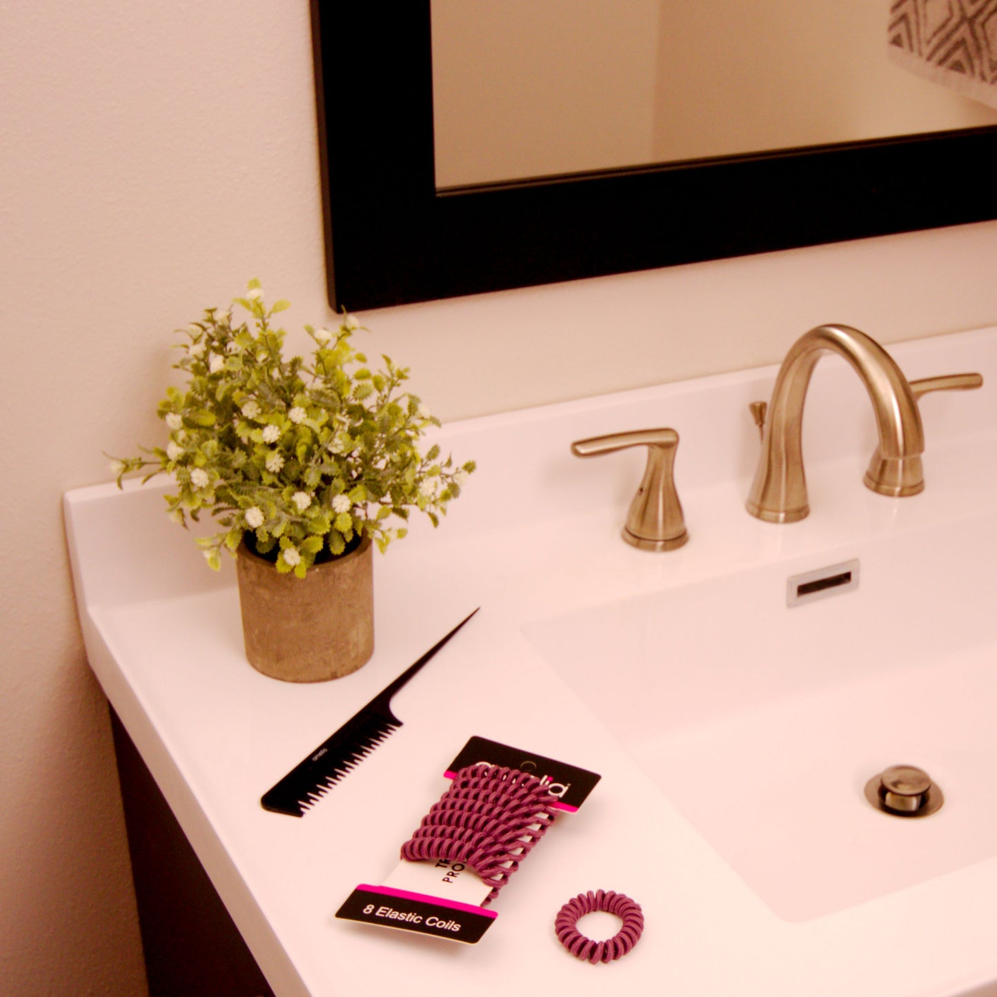 Amelia Beauty, 8 Small Fabric Wrapped Elastic Hair Coils, 1.75in Diameter Spiral Hair Ties, Gentle on Hair, Strong Hold and Minimizes Dents and Creases, Plum