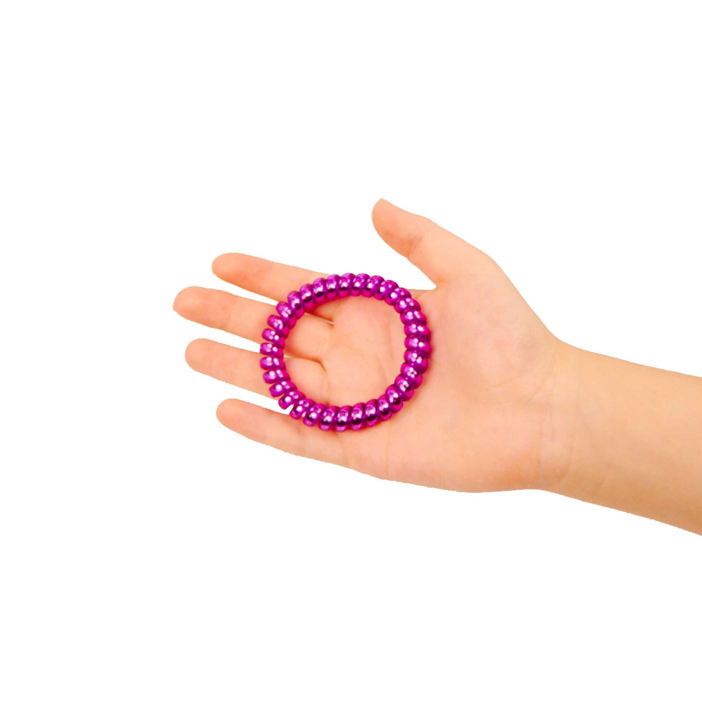 Amelia Beauty Products 8 Large Smooth Shiny Center Elastic Hair Coils, 2. 5in Diameter Thick Spiral Hair Ties, Gentle on Hair, Strong Hold and Minimizes Dents and Creases, Purple