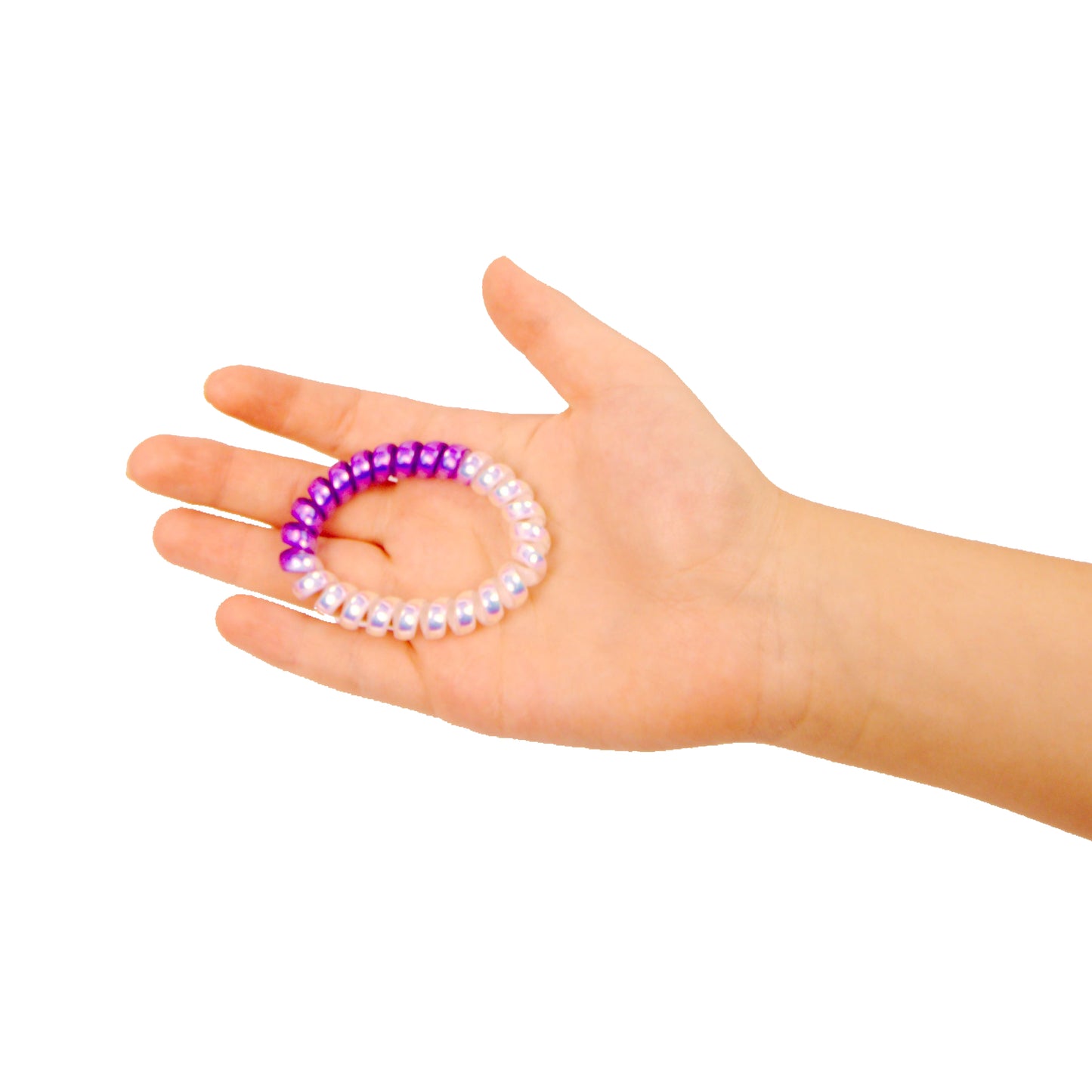 Amelia Beauty Products 8 Medium Smooth Elastic Mutli-Colored Hair Coils, 2.25in Diameter Spiral Hair Ties, Gentle Yet Strong Hold and Minimizes Dents, Purple/Silver