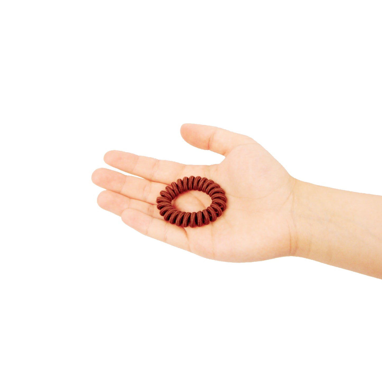 Amelia Beauty, 8 Small Fabric Wrapped Elastic Hair Coils, 1.75in Diameter Spiral Hair Ties, Gentle on Hair, Strong Hold and Minimizes Dents and Creases, Brown
