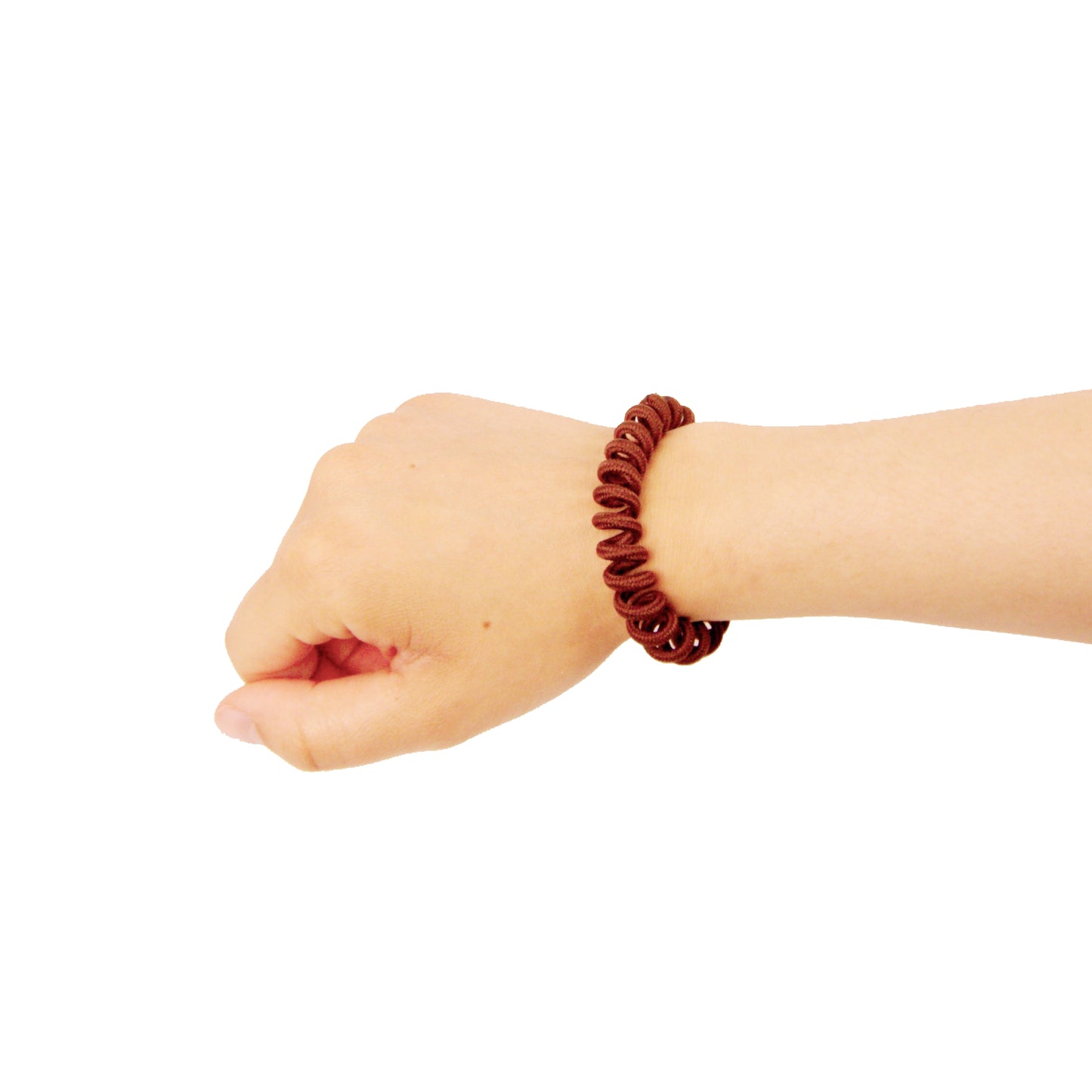 Amelia Beauty, 8 Small Fabric Wrapped Elastic Hair Coils, 1.75in Diameter Spiral Hair Ties, Gentle on Hair, Strong Hold and Minimizes Dents and Creases, Brown