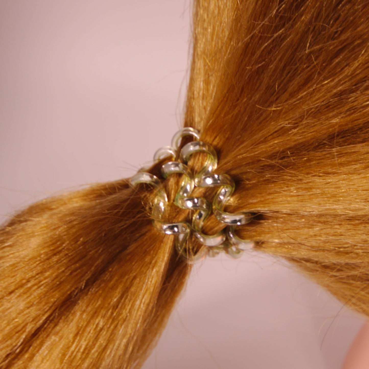Amelia Beauty, 8 Small Shinny Elastic Hair Telephone Cord Coils, 1.5in Diameter Spiral Hair Ties, Strong Hold, Gentle on Hair, Silver and Gold Mix