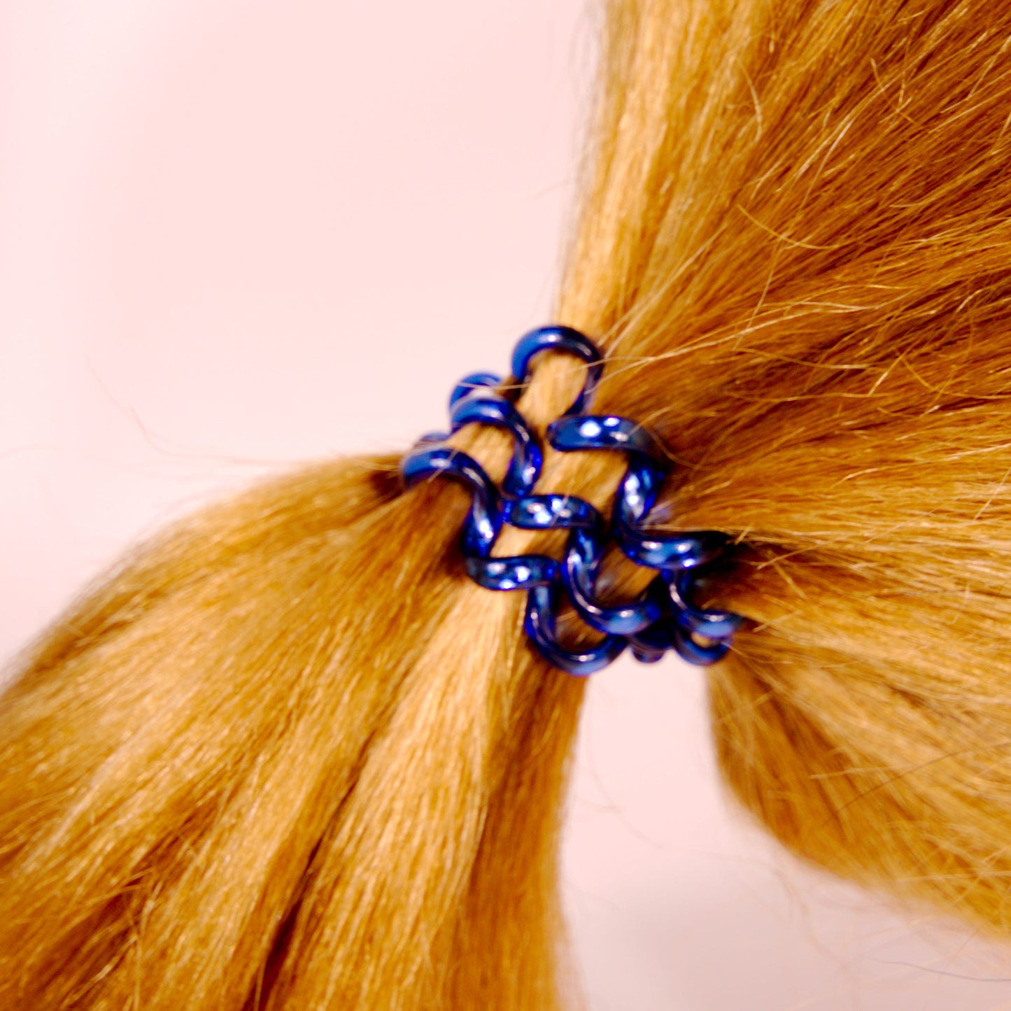 Amelia Beauty, 8 Small Shinny Elastic Hair Telephone Cord Coils, 1.5in Diameter Spiral Hair Ties, Strong Hold, Gentle on Hair, Red, Silver and Blue