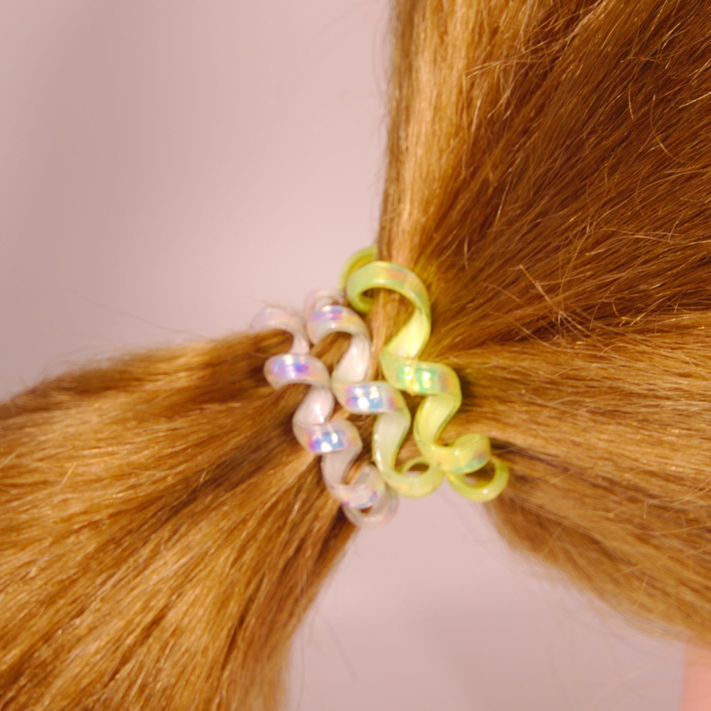 Amelia Beauty Products 8 Medium Smooth Elastic Mutli-Colored Hair Coils, 2.25in Diameter Spiral Hair Ties, Gentle Yet Strong Hold and Minimizes Dents, Yellow/Silver