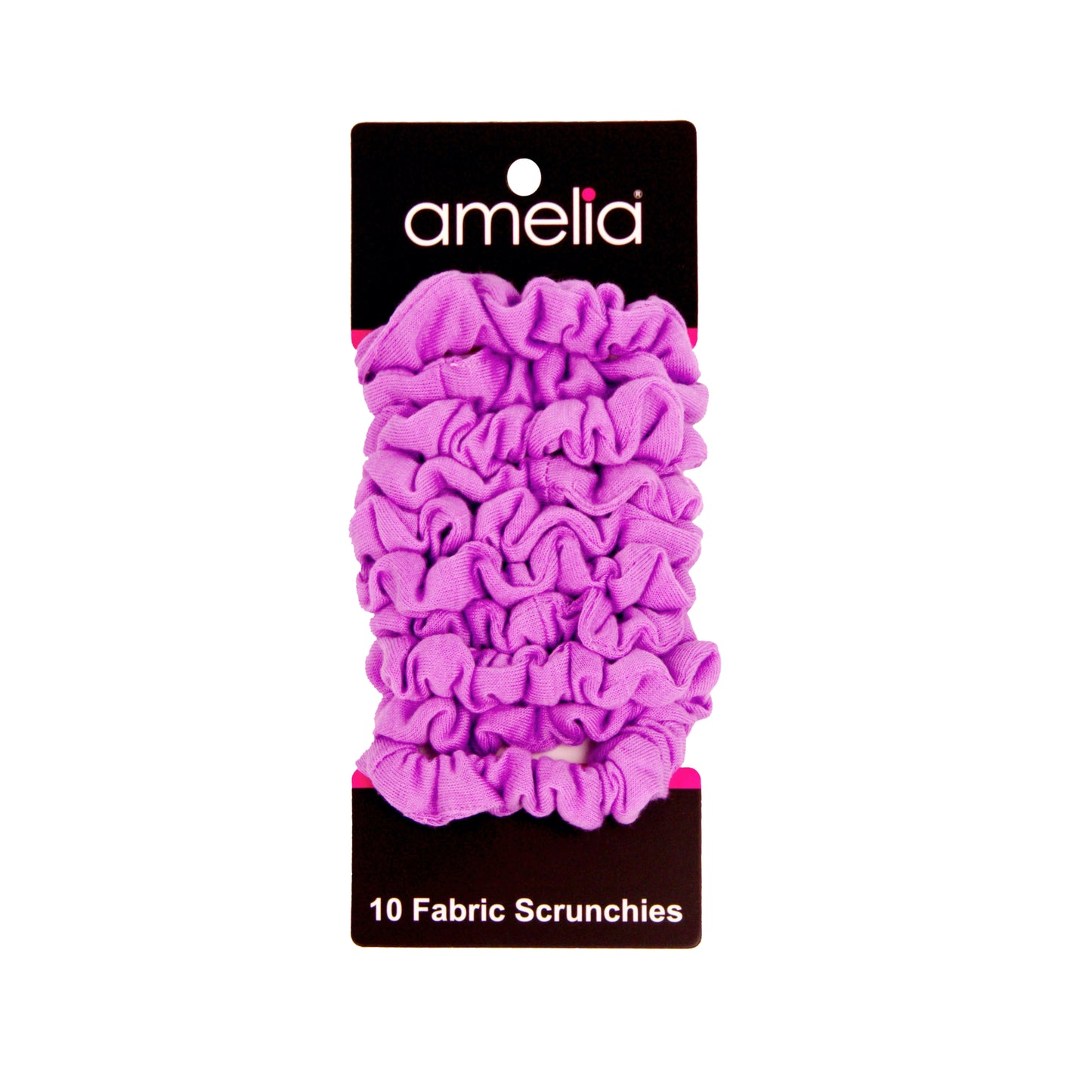 Amelia Beauty, Medium Purple Jersey Scrunchies, 2.5in Diameter, Gentle on Hair, Strong Hold, No Snag, No Dents or Creases. 10 Pack