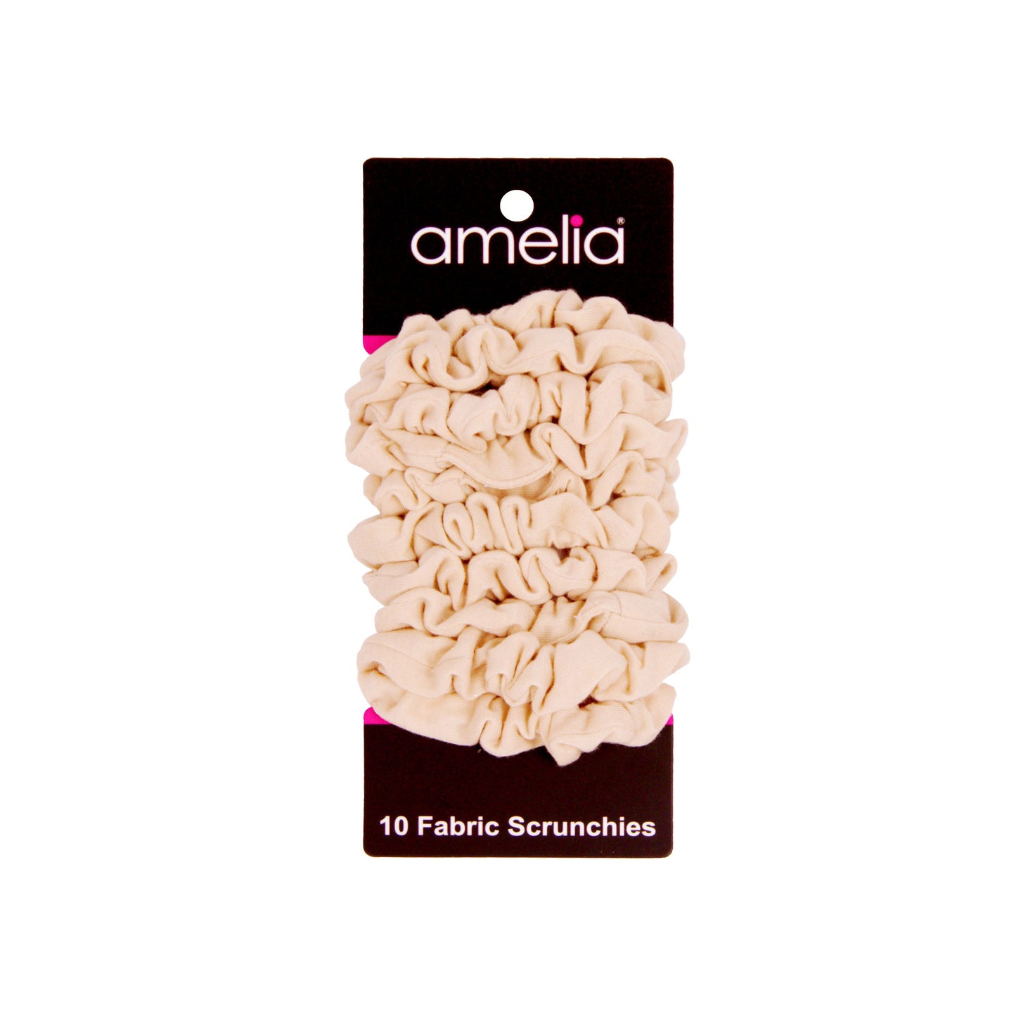 Amelia Beauty, Medium Tan Jersey Scrunchies, 2.5in Diameter, Gentle on Hair, Strong Hold, No Snag, No Dents or Creases. 10 Pack