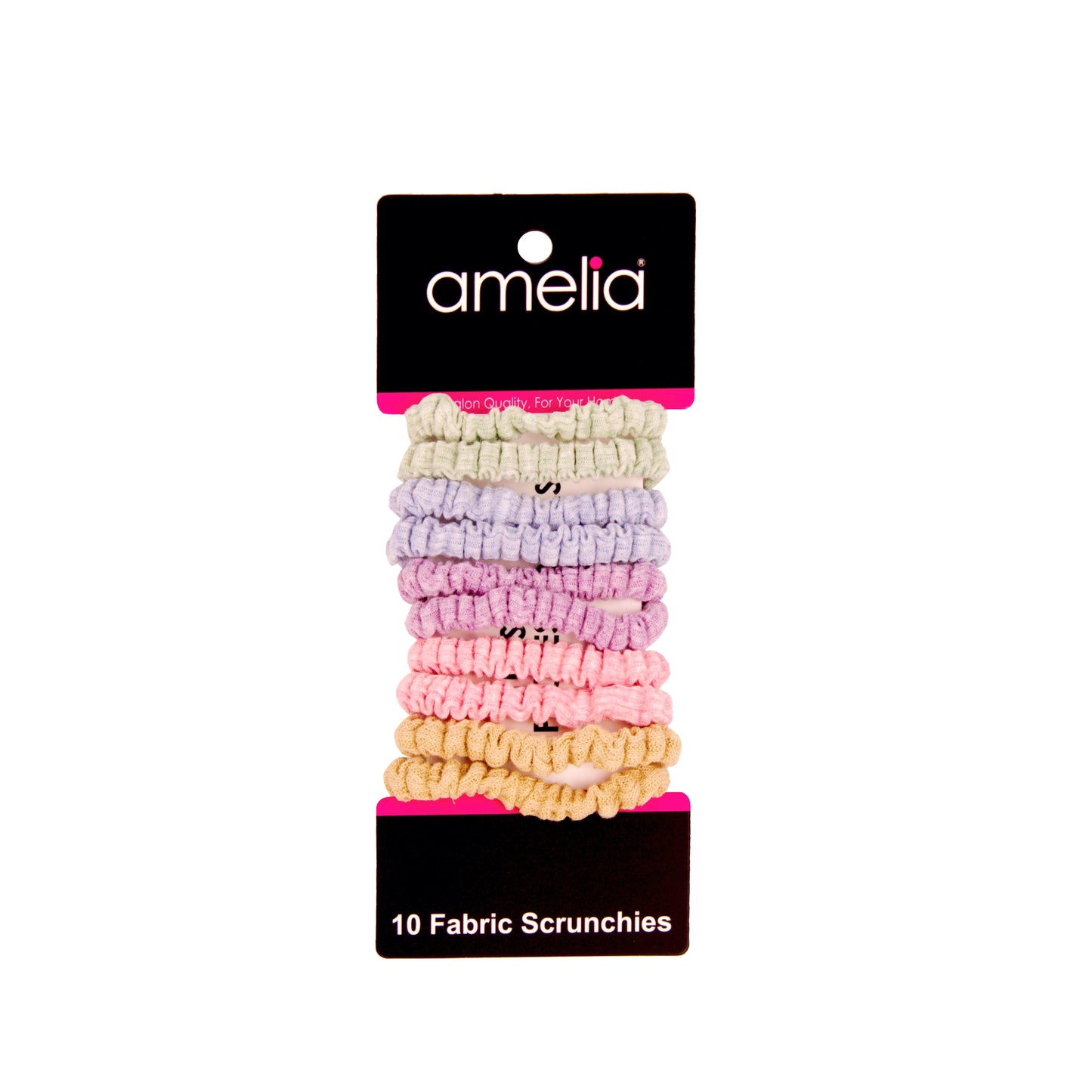 Amelia Beauty, Pastels Ribbed Scrunchies, 2.25in Diameter, Gentle on Hair, Strong Hold, No Snag, No Dents or Creases. 10 Pack