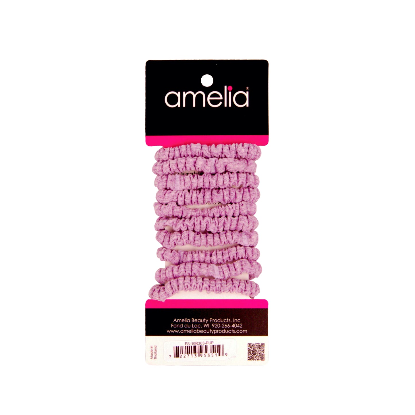 Amelia Beauty, Pastel Purple Ribbed Scrunchies, 2.25in Diameter, Gentle on Hair, Strong Hold, No Snag, No Dents or Creases. 10 Pack