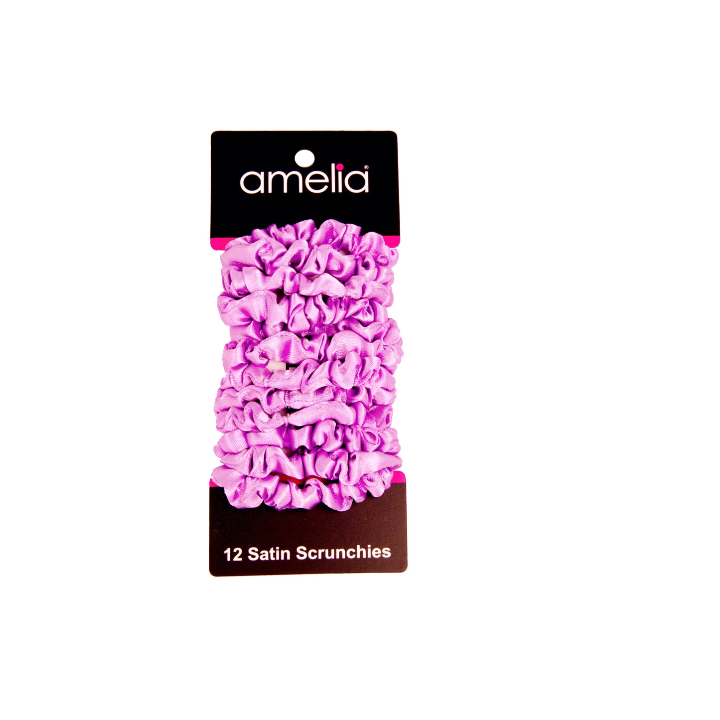 Amelia Beauty, Lavender Satin Scrunchies, 2.25in Diameter, Gentle on Hair, Strong Hold, No Snag, No Dents or Creases. 12 Pack
