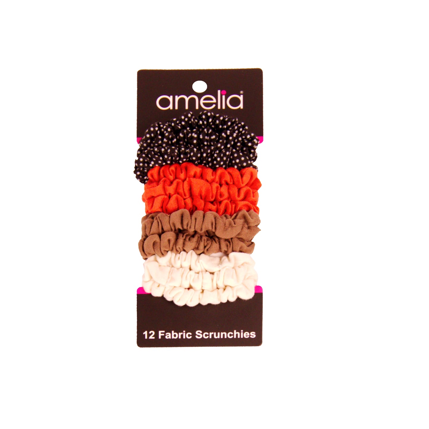 Amelia Beauty, Fall Colors Blend Jersey Scrunchies, 2.25in Diameter, Gentle on Hair, Strong Hold, No Snag, No Dents or Creases. 12 Pack