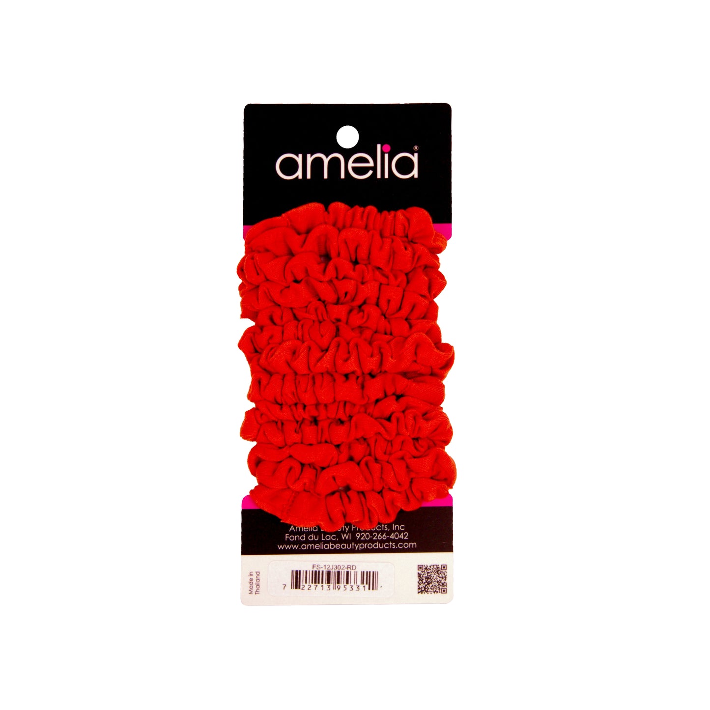 Amelia Beauty, Red Jersey Scrunchies, 2.25in Diameter, Gentle on Hair, Strong Hold, No Snag, No Dents or Creases. 12 Pack