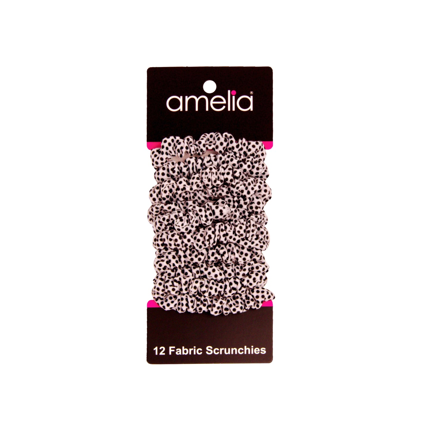 Amelia Beauty, White/Black Stripe Jersey Scrunchies, 2.25in Diameter, Gentle on Hair, Strong Hold, No Snag, No Dents or Creases. 12 Pack