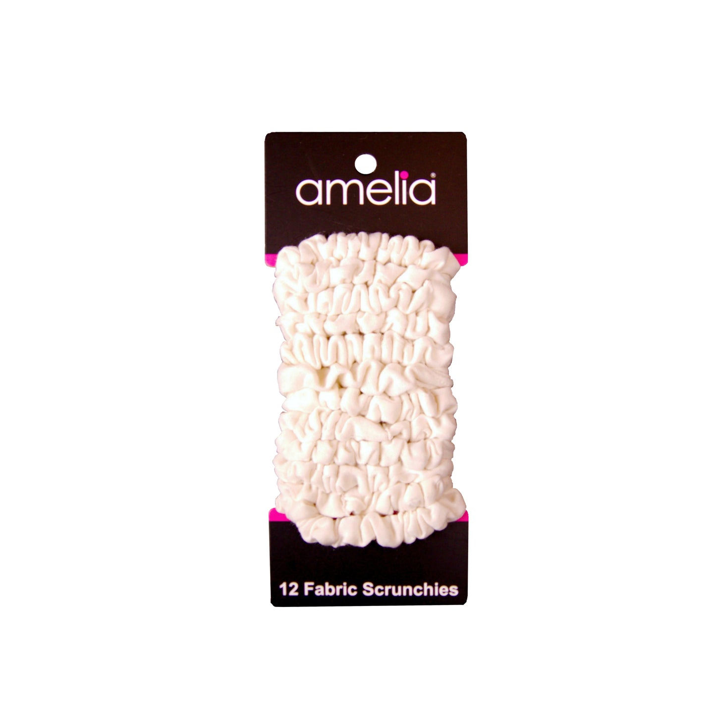 Amelia Beauty, White Jersey Scrunchies, 2.25in Diameter, Gentle on Hair, Strong Hold, No Snag, No Dents or Creases. 12 Pack