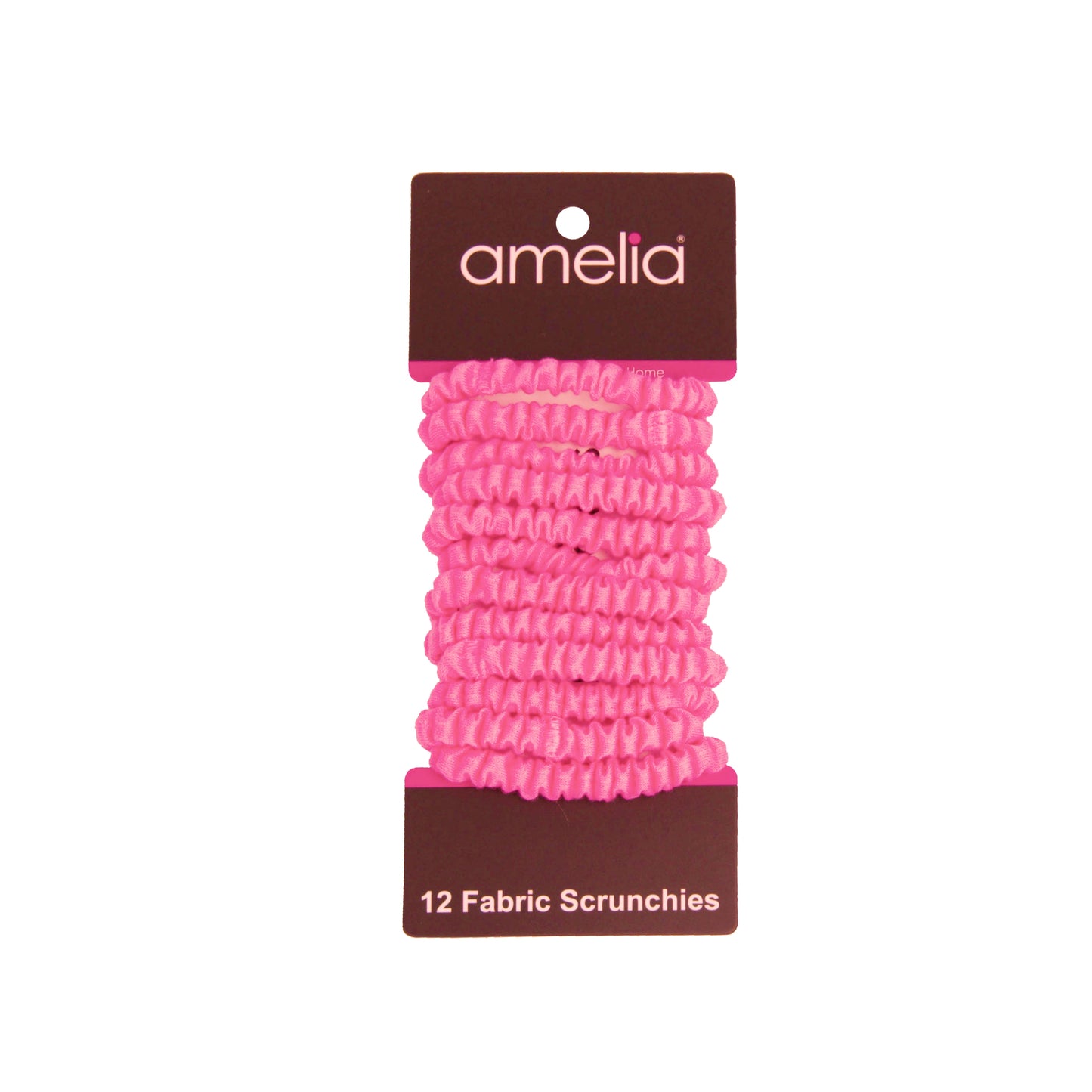 Amelia Beauty, Neon Pink Skinny Jersey Scrunchies, 2.125in Diameter, Gentle on Hair, Strong Hold, No Snag, No Dents or Creases. 12 Pack