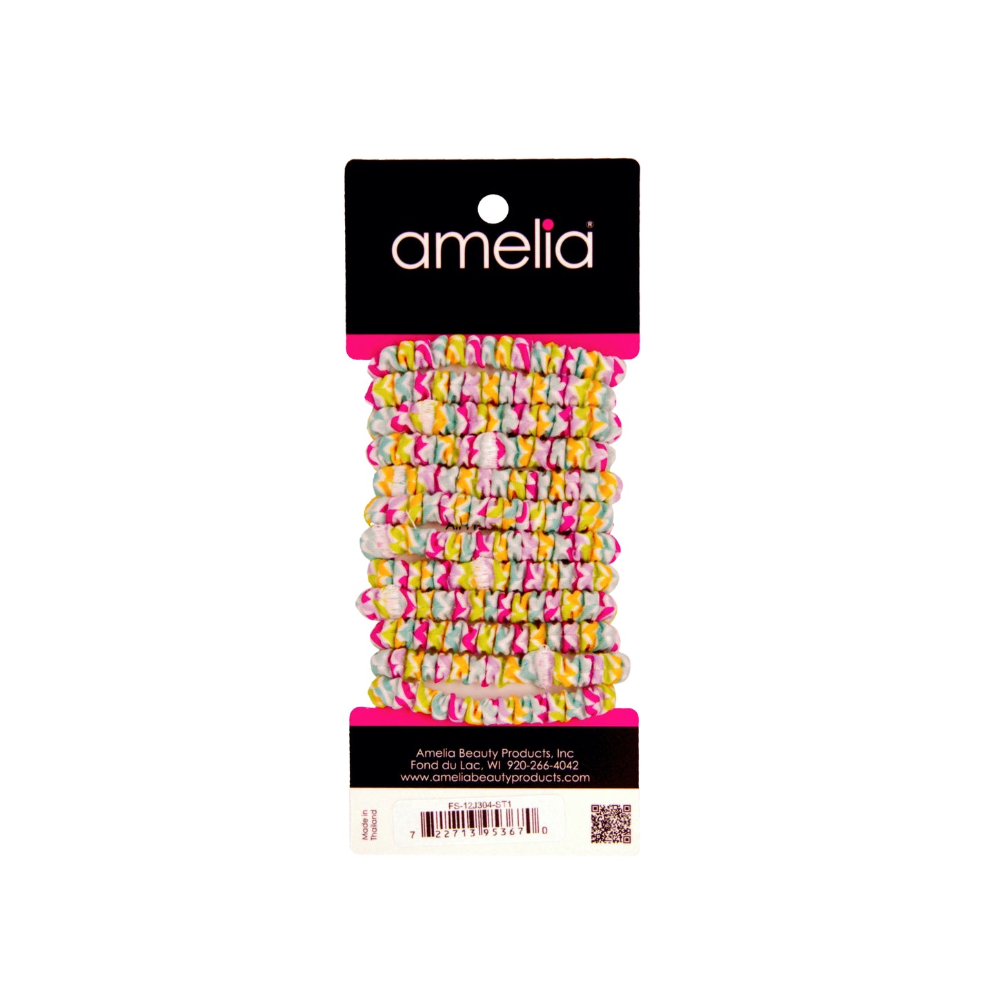 Amelia Beauty, Pastel Stripe Skinny Jersey Scrunchies, 2.125in Diameter, Gentle on Hair, Strong Hold, No Snag, No Dents or Creases. 12 Pack