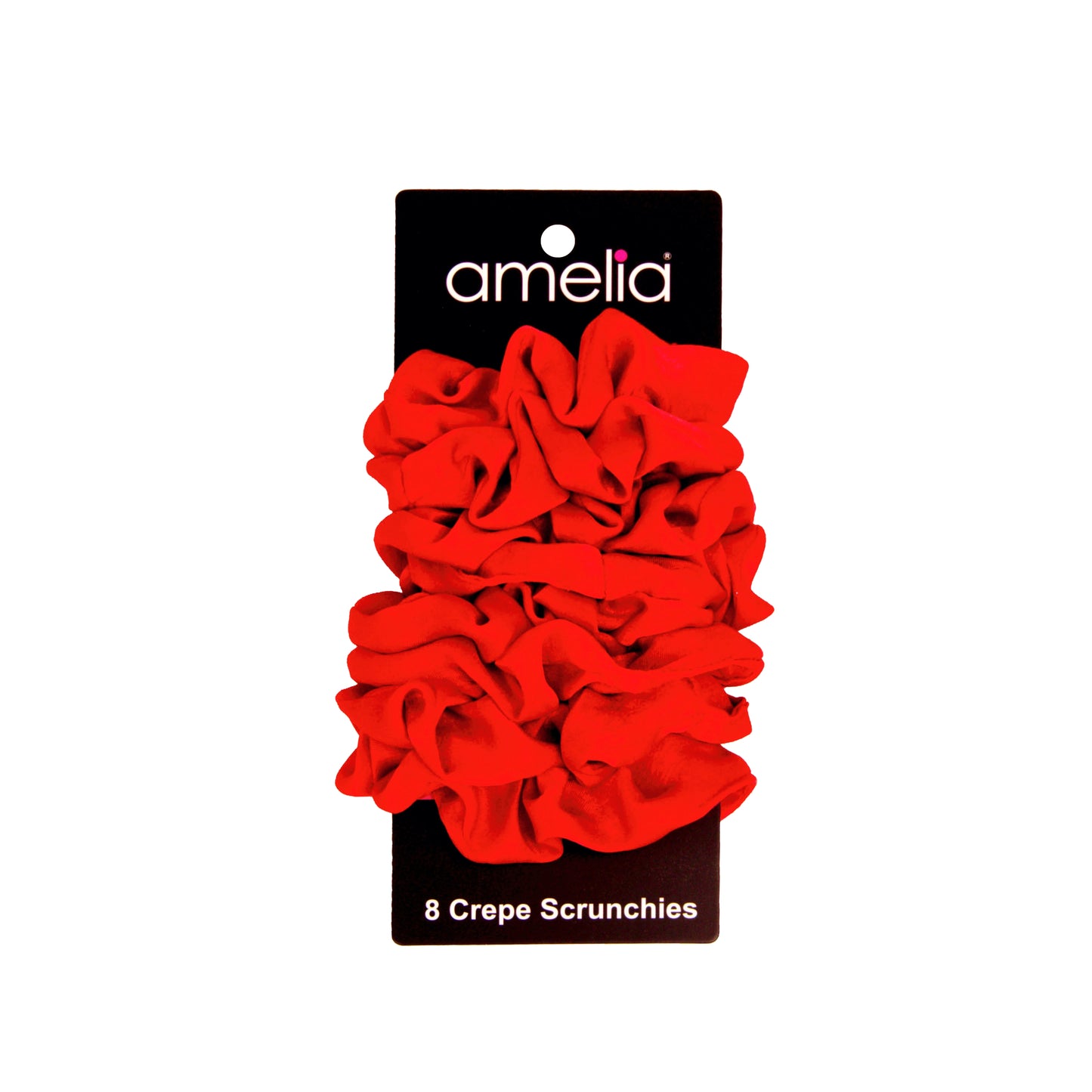 Amelia Beauty | 3in Red Crepe Scrunchies | Soft, Gentle and Strong Hold | No Snag, No Dents or Creases | 8 Pack
