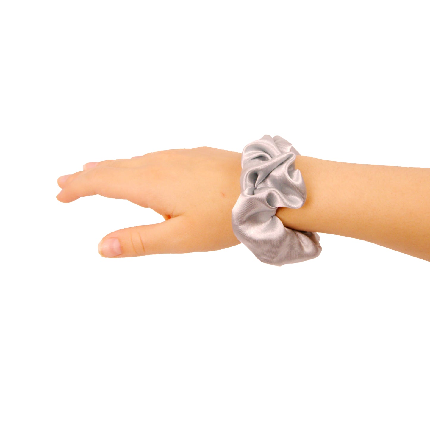 Amelia Beauty Products, Sky, Pink, Lime and White Satin Scrunchies, 3.5in Diameter, Gentle on Hair, Strong Hold, No Snag, No Dents or Creases. 8 Pack