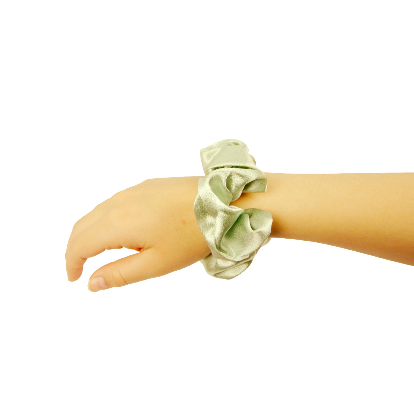 Amelia Beauty, Pastel Green, 4.5in Diameter Imitation Silk Scrunchies, Gentle on Hair, Strong Hold, No Snag, No Dents or Creases. 6 Pack