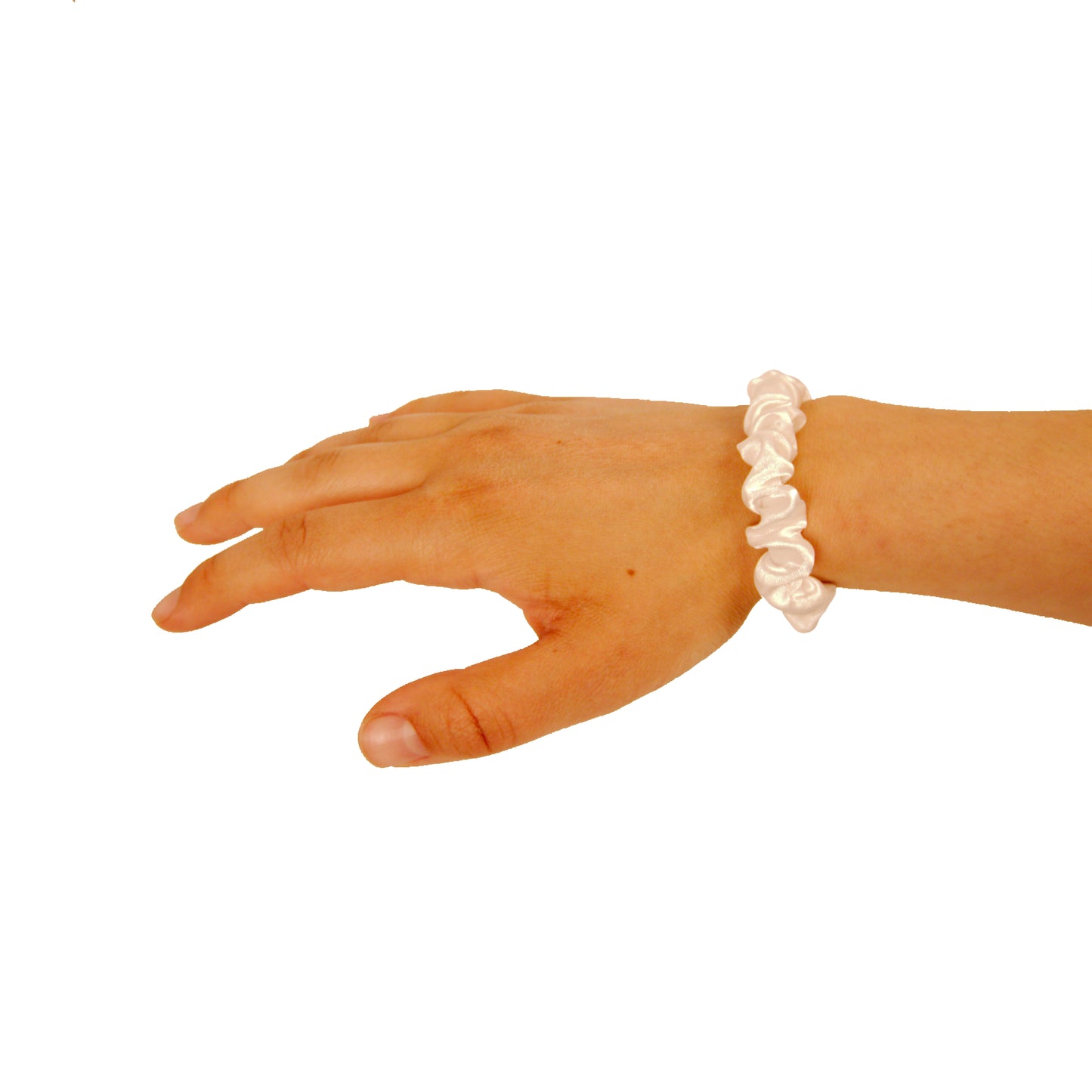 Amelia Beauty, White Satin Scrunchies, 2.25in Diameter, Gentle on Hair, Strong Hold, No Snag, No Dents or Creases. 12 Pack