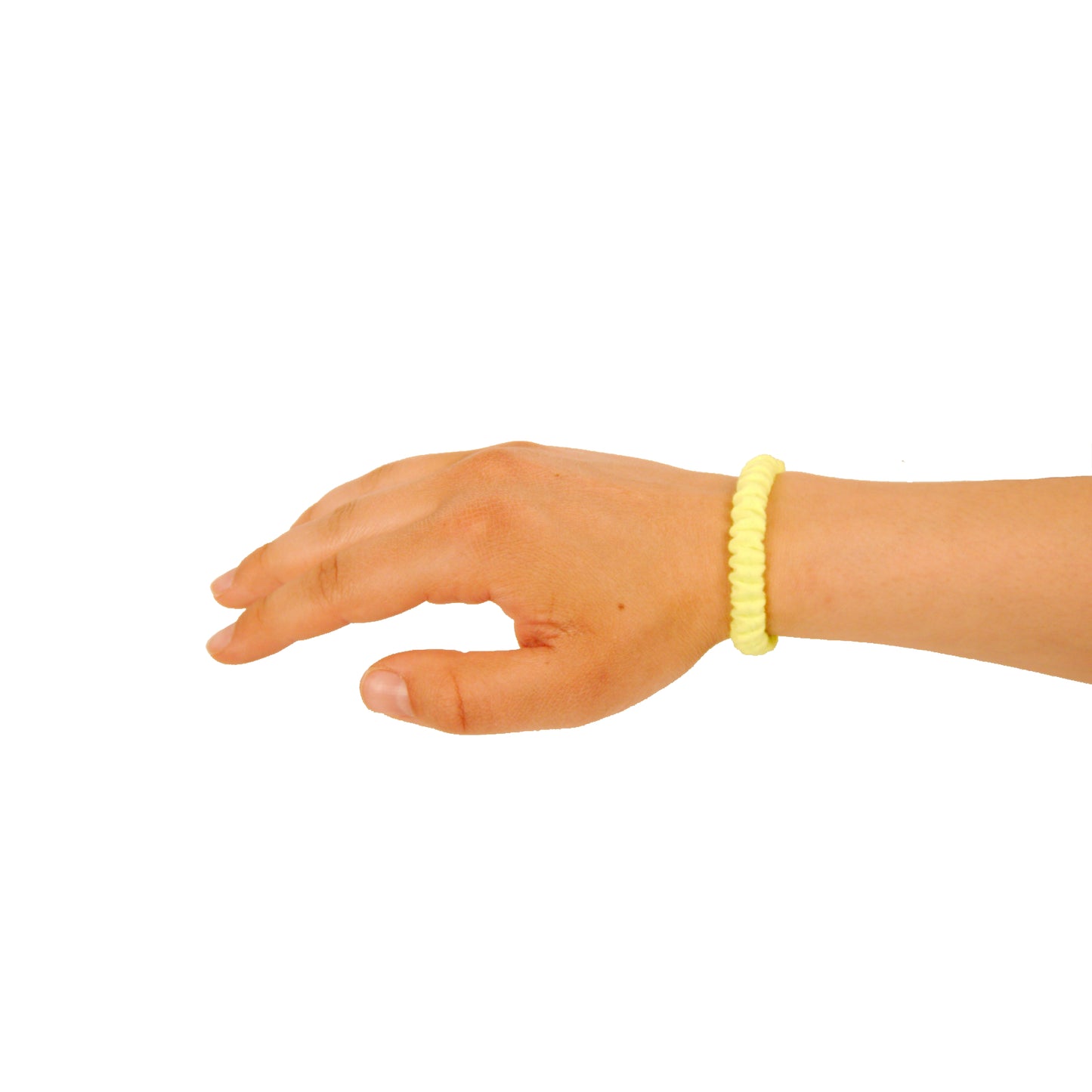 Amelia Beauty, Neon Yellow Skinny Jersey Scrunchies, 2.125in Diameter, Gentle on Hair, Strong Hold, No Snag, No Dents or Creases. 12 Pack