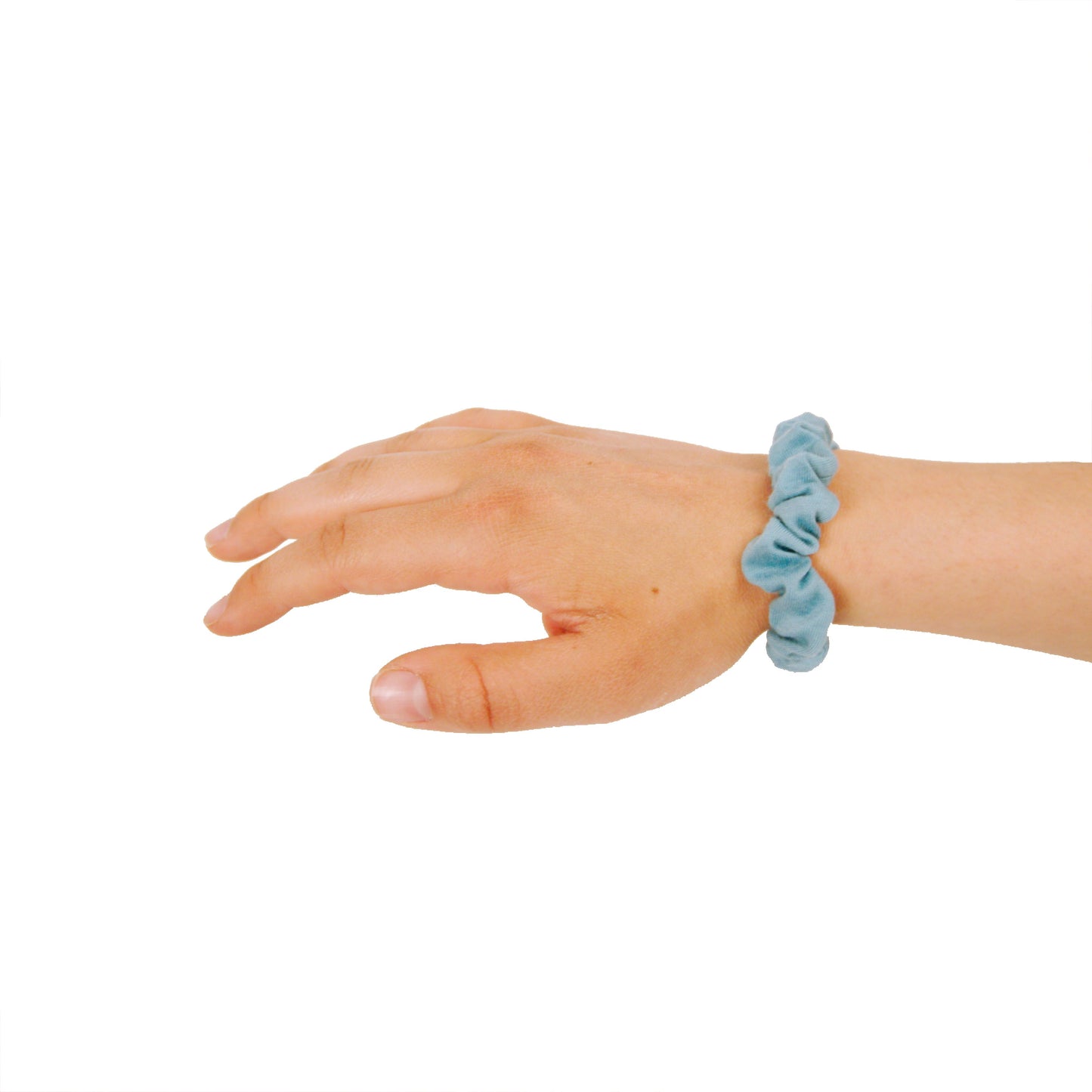 Amelia Beauty, Medium Light Sky Blue Jersey Scrunchies, 2.5in Diameter, Gentle on Hair, Strong Hold, No Snag, No Dents or Creases. 10 Pack