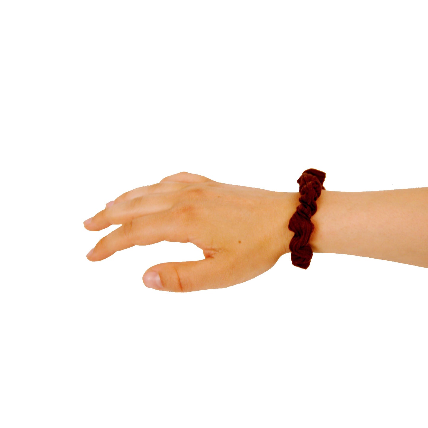 Amelia Beauty, Medium Brown Ribbed Scrunchies, 2.5in Diameter, Gentle on Hair, Strong Hold, No Snag, No Dents or Creases. 10 Pack
