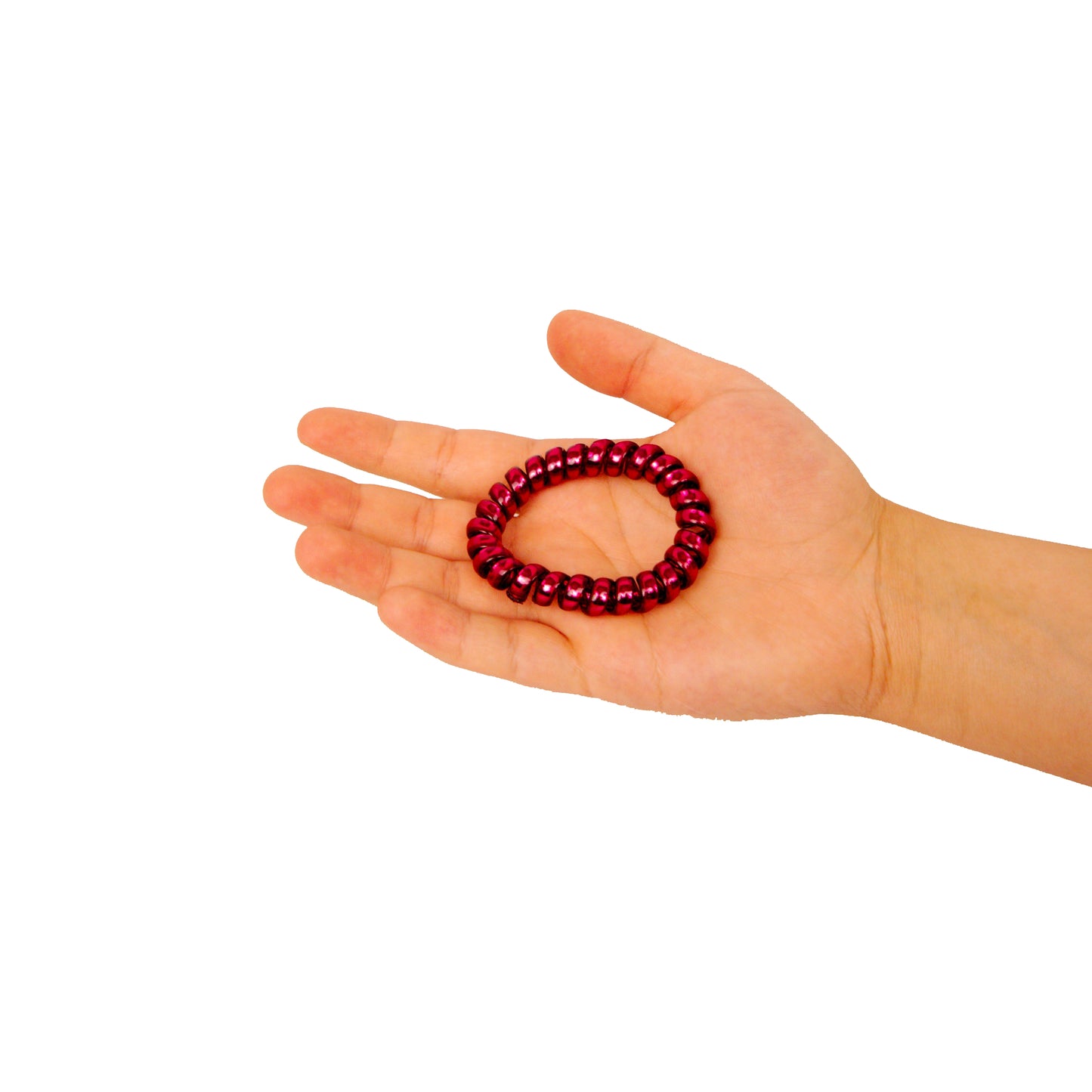 Amelia Beauty Products 8 Medium Smooth Elastic Hair Coils, 2.25in Diameter Spiral Hair Ties, Gentle on Hair, Strong Hold and Minimizes Dents and Creases, Maroon