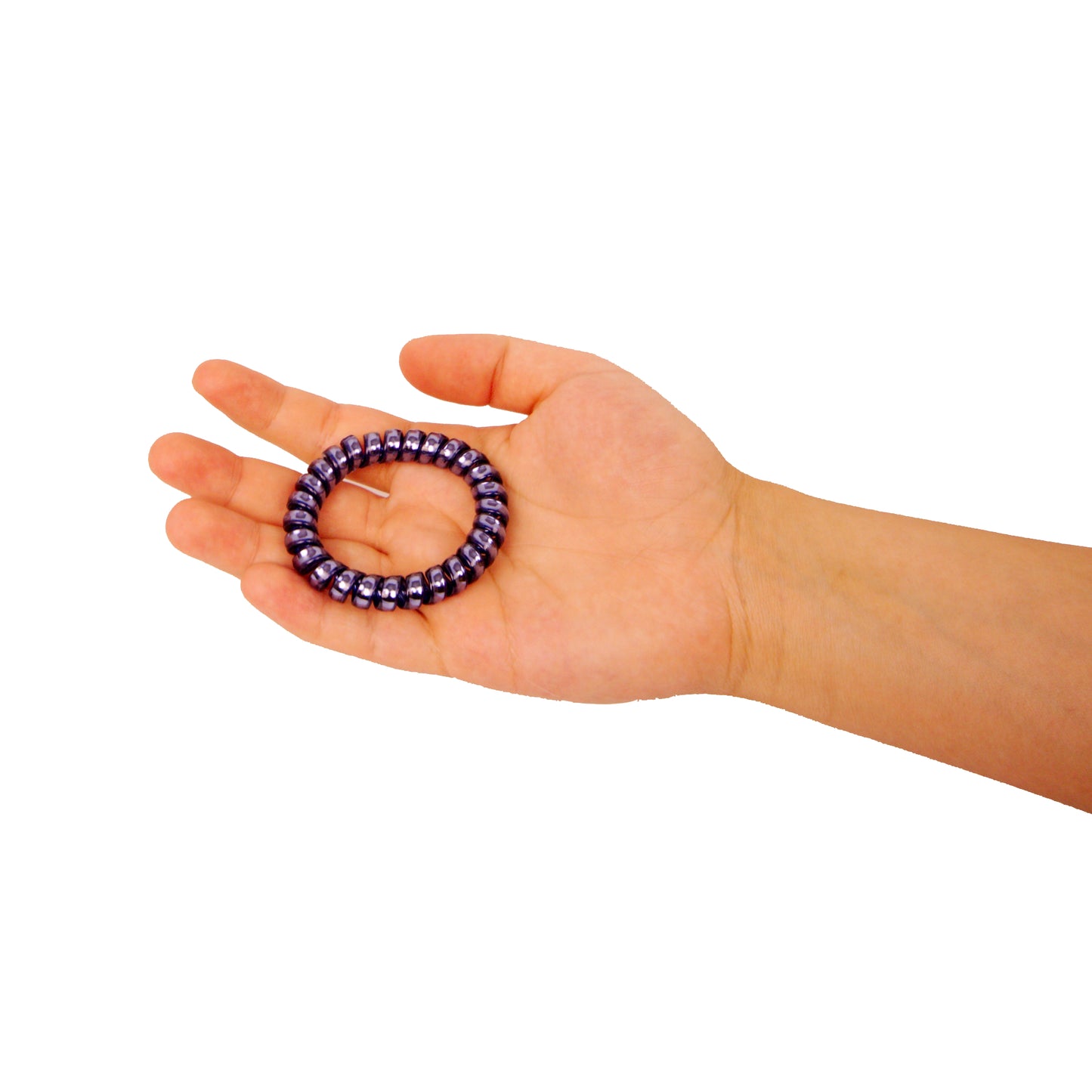 Amelia Beauty Products 8 Medium Smooth Elastic Hair Coils, 2.25in Diameter Spiral Hair Ties, Gentle on Hair, Strong Hold and Minimizes Dents and Creases, Sapphire Blue