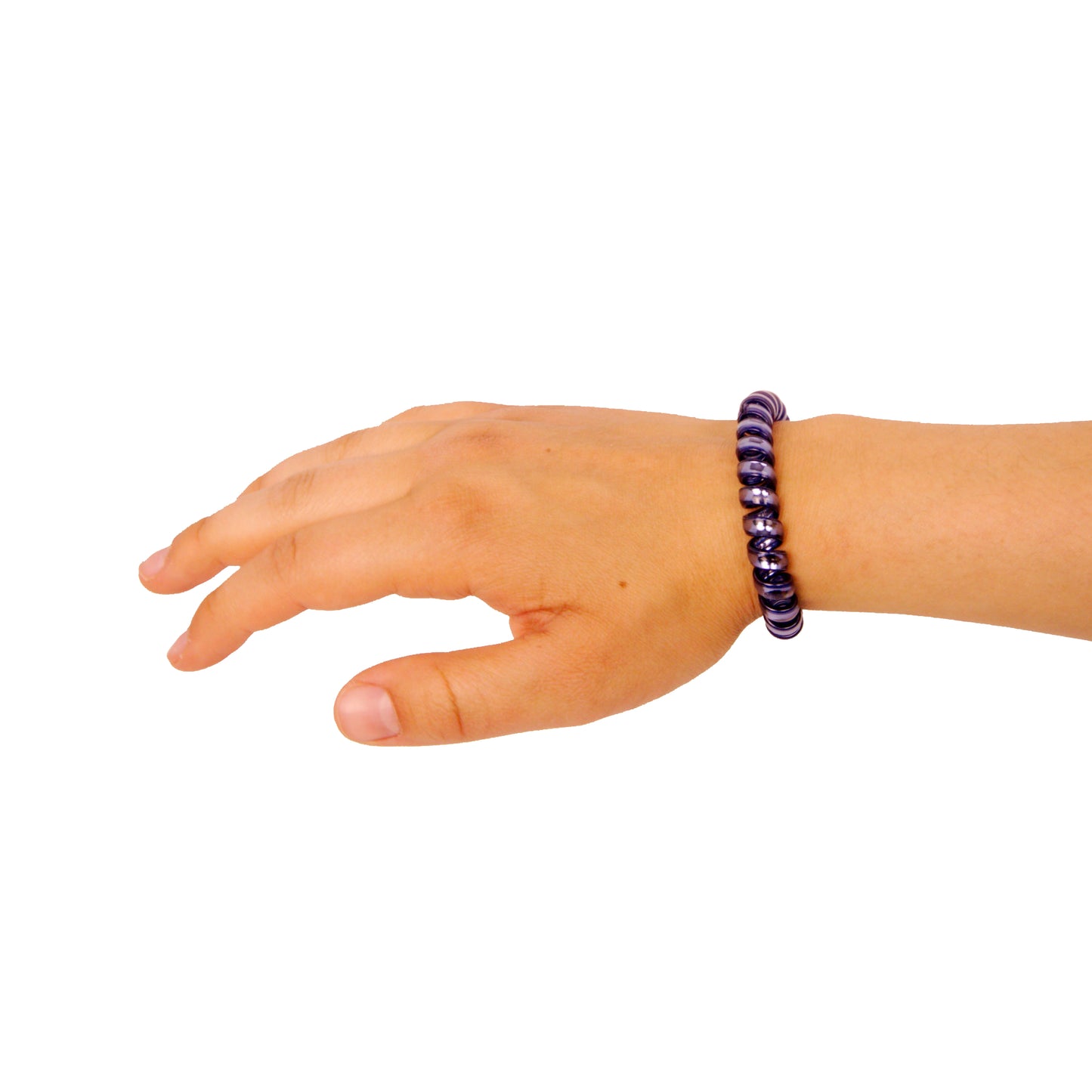 Amelia Beauty Products 8 Medium Smooth Elastic Hair Coils, 2.25in Diameter Spiral Hair Ties, Gentle on Hair, Strong Hold and Minimizes Dents and Creases, Sparkly Red and Blue Mix