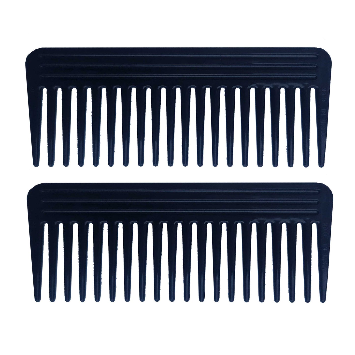 Amelia Beauty, 6in Black Plastic Wide Tooth Detangling Rake Comb, Made in USA, Professional Grade Comb, Portable Salon Barber Shop Black Everyday Styling Rake Comb Hair Styling Tool, 6"x2.25", 2 Pack