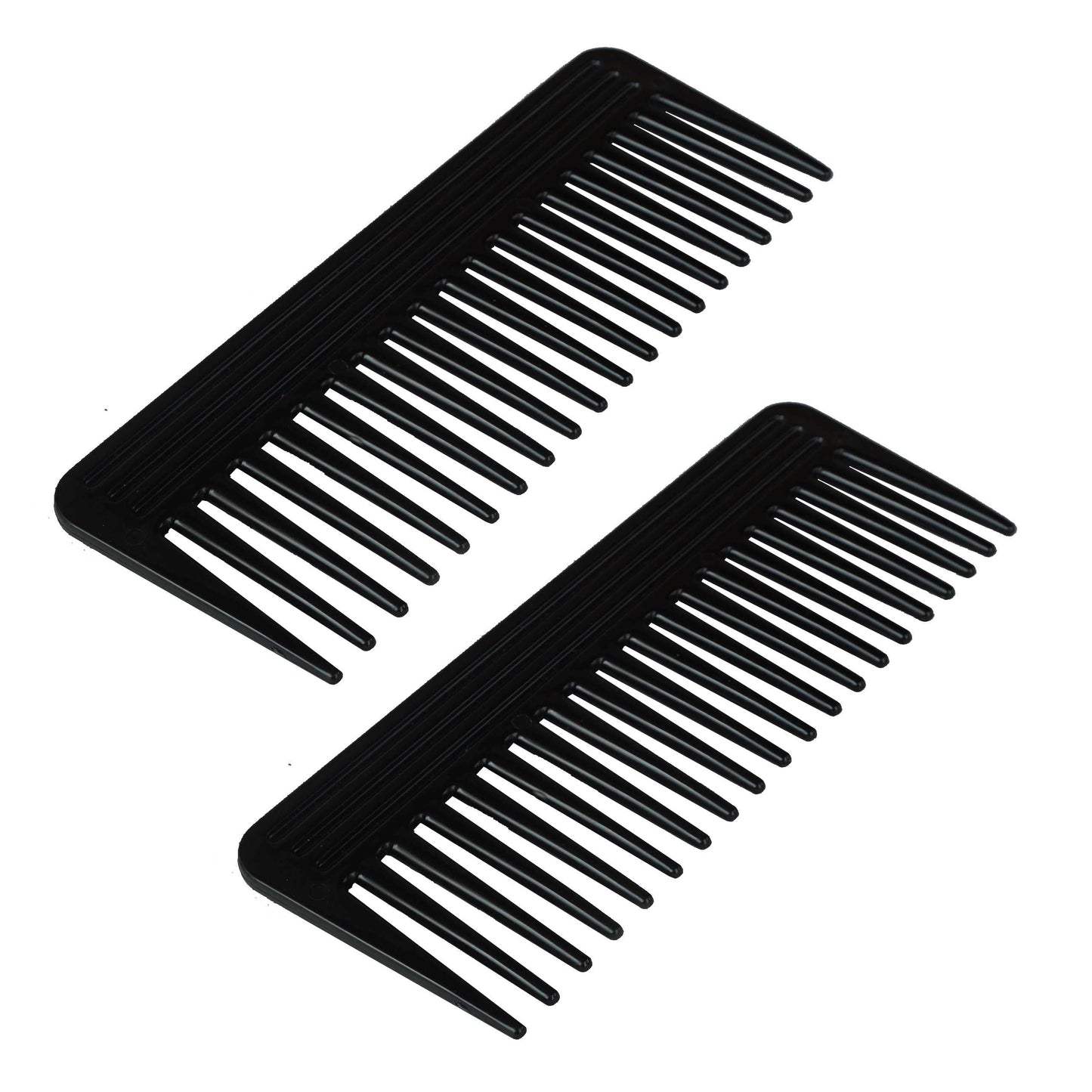 Amelia Beauty, 6in Black Plastic Wide Tooth Detangling Rake Comb, Made in USA, Professional Grade Comb, Portable Salon Barber Shop Black Everyday Styling Rake Comb Hair Styling Tool, 6"x2.25", 2 Pack