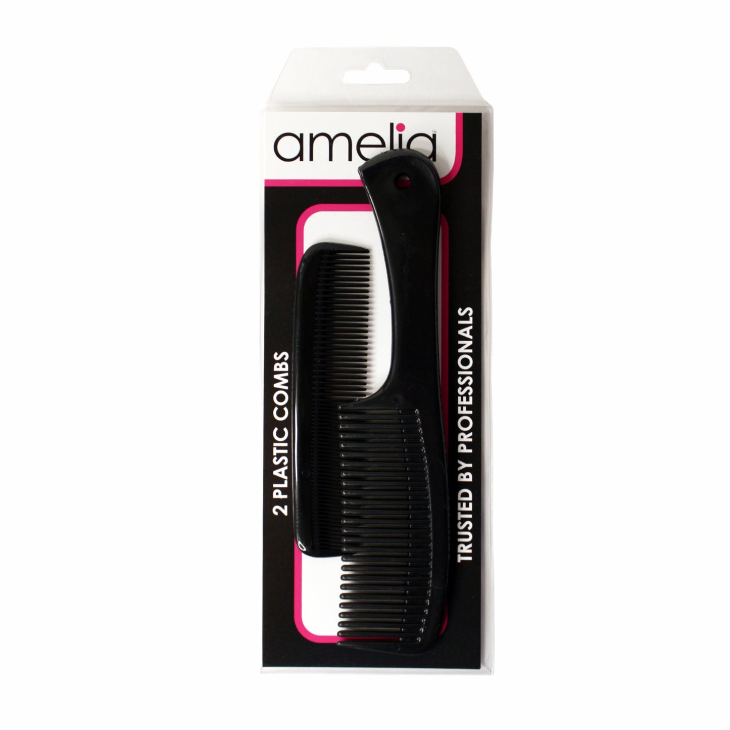 Two (2) Piece Personal Grooming Comb Kit | 8.5" Handle & 5" Pocket Combs | Durable US Made Plastic, Professional Quality | Ideal for Daily Haircare, Travel & On-the-Go Styling