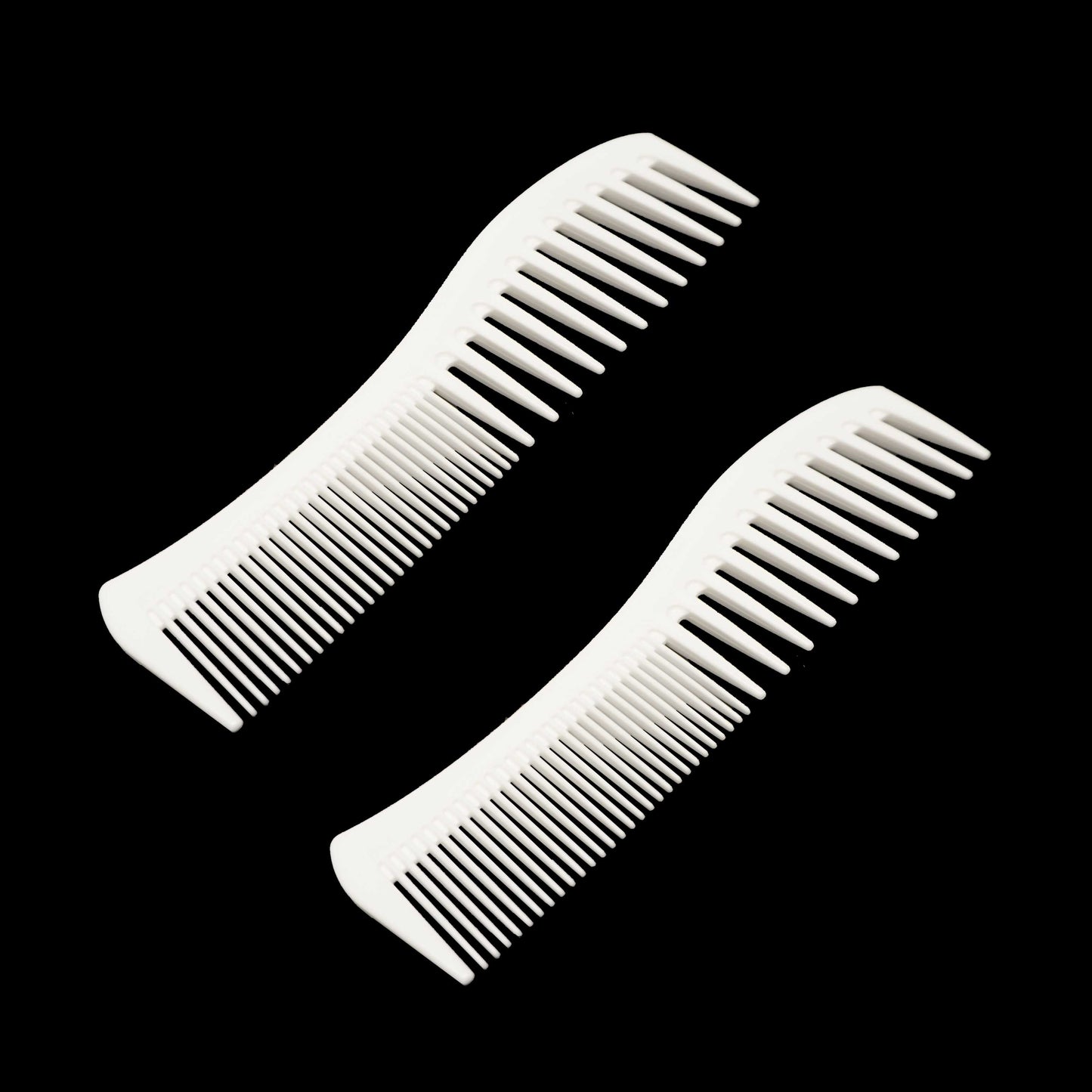 Amelia Beauty, 8in White Plastic Detangling Wave Comb, Made in USA, Professional Grade Comb, Portable Salon Barber Shop Black Everyday Styling Rake Comb Hair Styling Tool, 7.5"x 2", 2 Pack