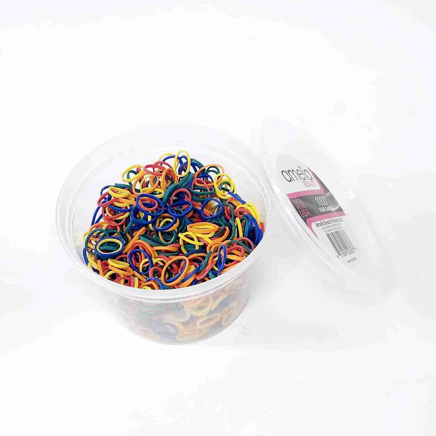 Amelia Beauty | 1/2in, Rainbow Mix, Elastic Rubber Band Pony Tail Holders | Made in USA, Ideal for Ponytails, Braids, Twists, Dreadlocks, Styling Accessories for Women, Men and Girls | 1000 Pack