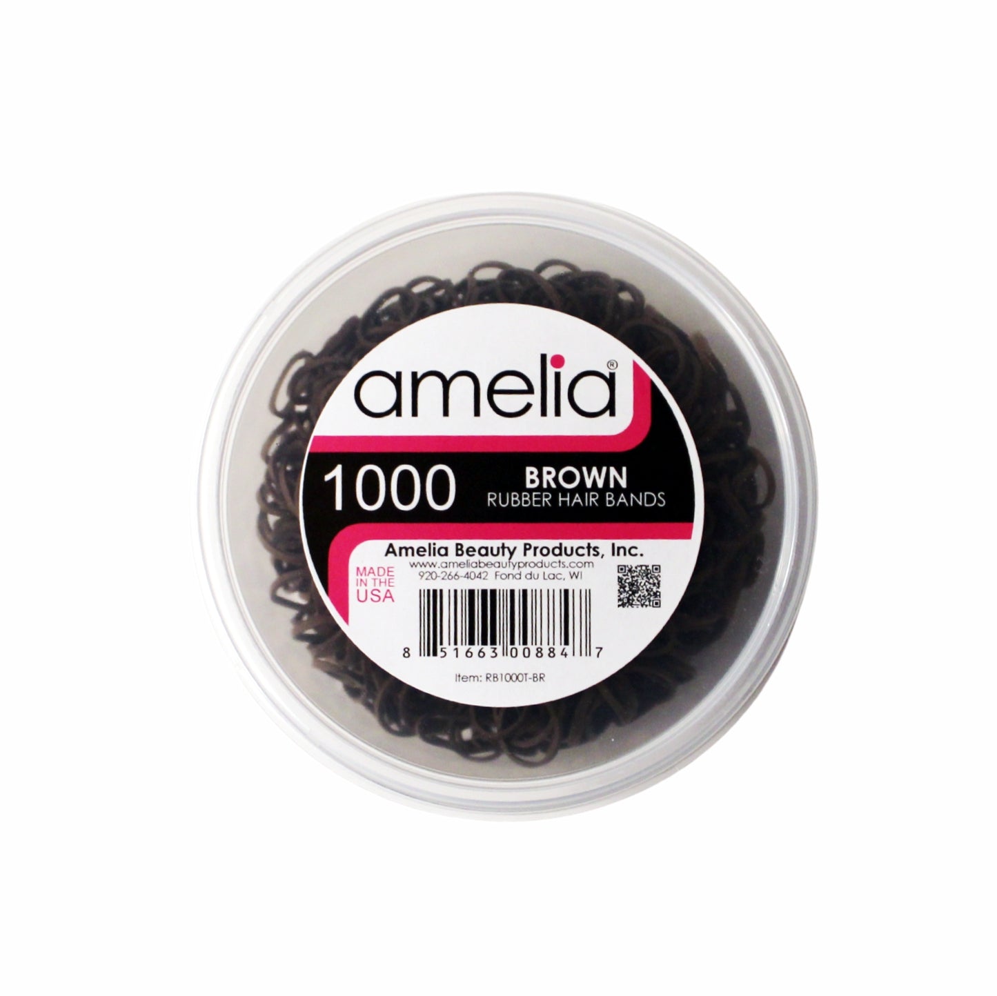 Amelia Beauty | 1/2in, Brown, Elastic Rubber Band Pony Tail Holders | Made in USA, Ideal for Ponytails, Braids, Twists, Dreadlocks, Styling Accessories for Women, Men and Girls | 1000 Pack