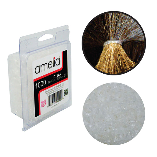 Amelia Beauty | 1/2in, Clear, Tangle Free Elastic Pony Tail Holders | Made in USA, Ideal for Ponytails, Braids, Twists. For Women, Girls. Pain Free, Snag Free, Easy Off | 1000 Pack