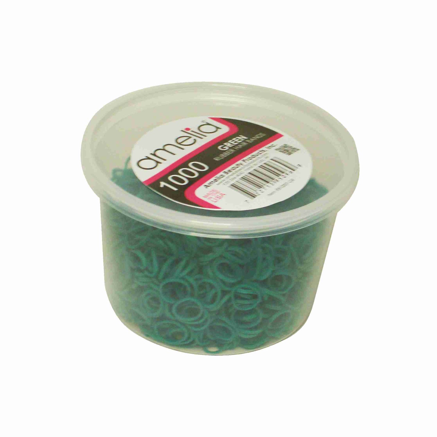 Amelia Beauty | 1/2in, Green, Elastic Rubber Band Pony Tail Holders | Made in USA, Ideal for Ponytails, Braids, Twists, Dreadlocks, Styling Accessories for Women, Men and Girls | 1000 Pack