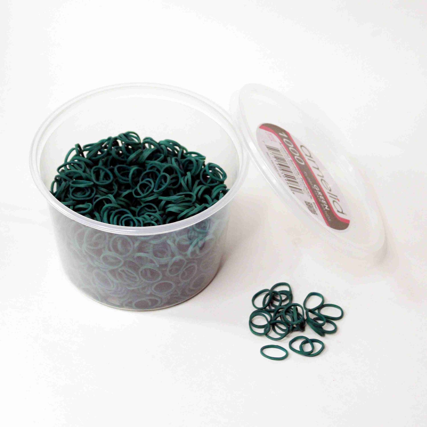 Amelia Beauty | 1/2in, Green, Elastic Rubber Band Pony Tail Holders | Made in USA, Ideal for Ponytails, Braids, Twists, Dreadlocks, Styling Accessories for Women, Men and Girls | 1000 Pack