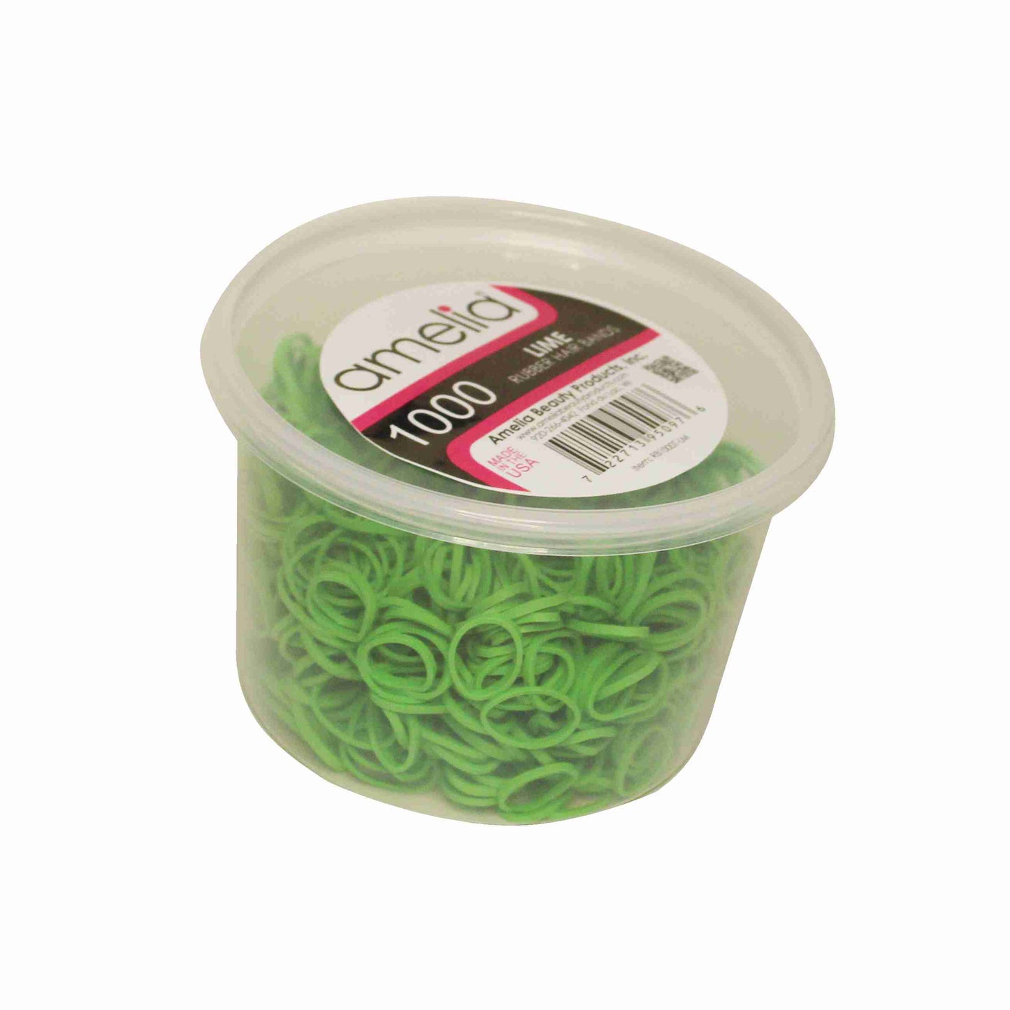 Amelia Beauty | 1/2in, Lime, Elastic Rubber Band Pony Tail Holders | Made in USA, Ideal for Ponytails, Braids, Twists, Dreadlocks, Styling Accessories for Women, Men and Girls | 1000 Pack