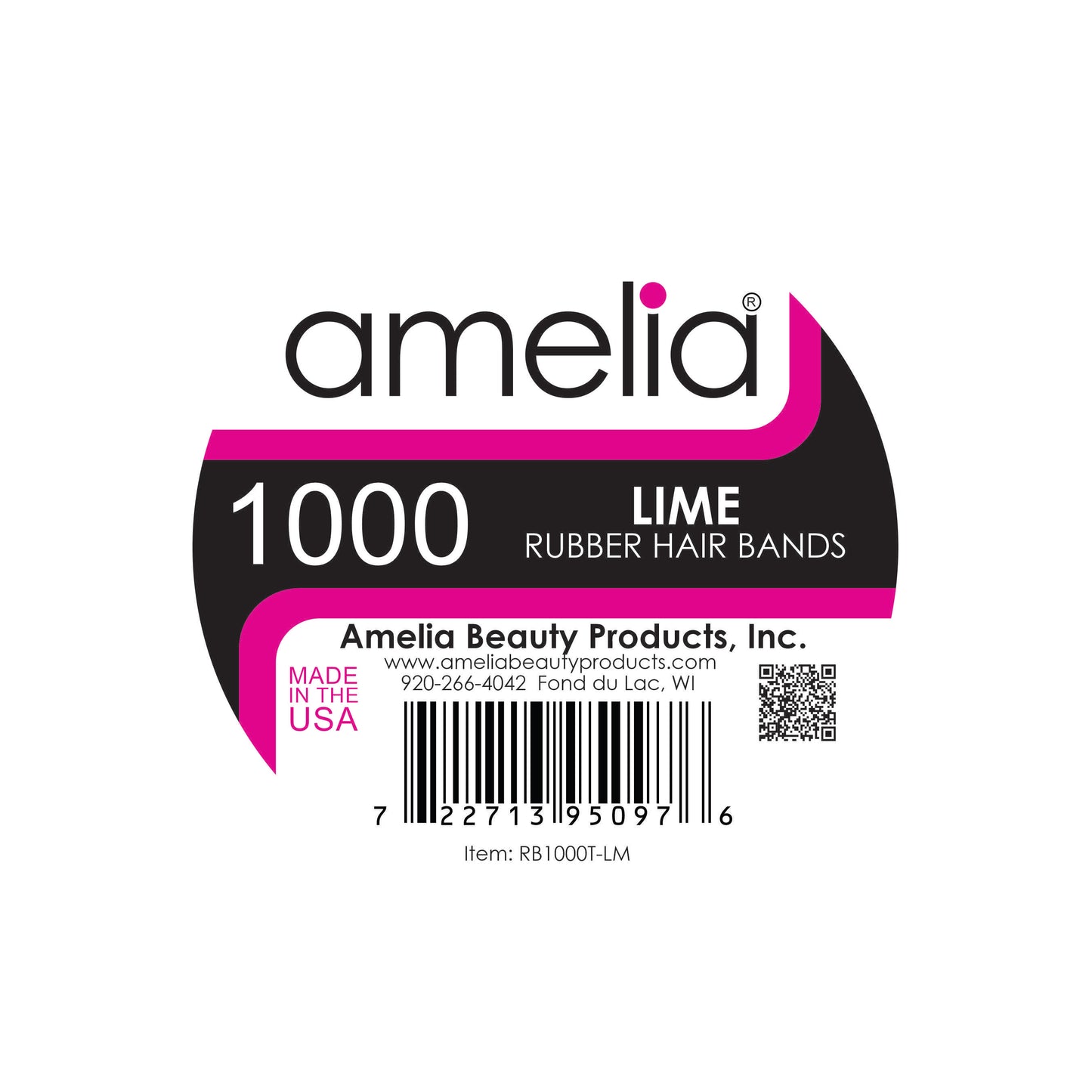 Amelia Beauty | 1/2in, Lime, Elastic Rubber Band Pony Tail Holders | Made in USA, Ideal for Ponytails, Braids, Twists, Dreadlocks, Styling Accessories for Women, Men and Girls | 1000 Pack