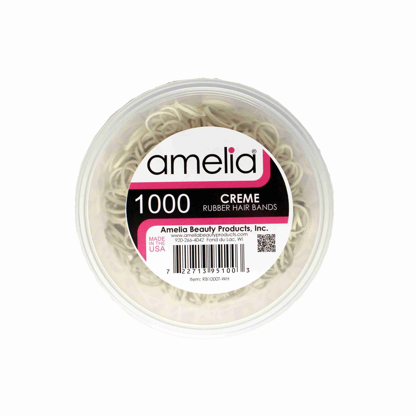 Amelia Beauty | 1/2in, Creme, Elastic Rubber Band Pony Tail Holders | Made in USA, Ideal for Ponytails, Braids, Twists, Dreadlocks, Styling Accessories for Women, Men and Girls | 1000 Pack