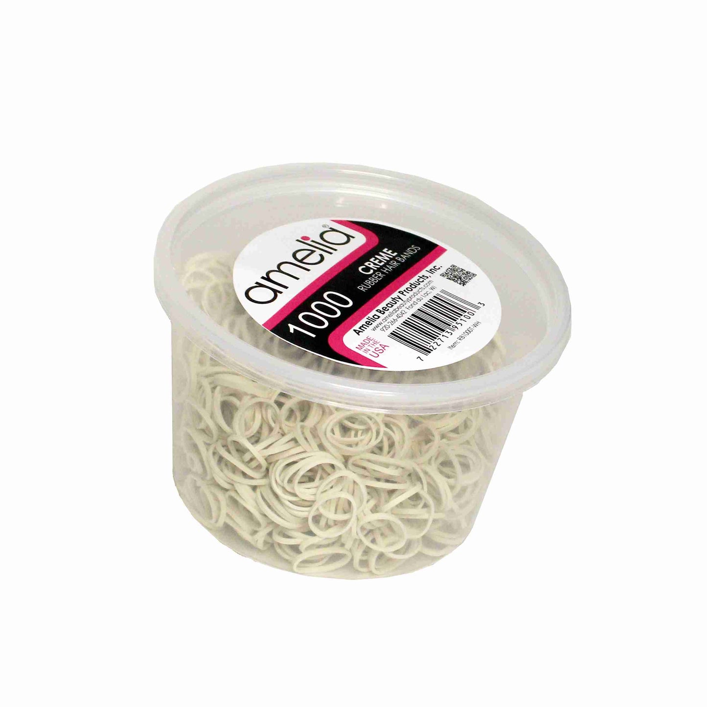 Amelia Beauty | 1/2in, Creme, Elastic Rubber Band Pony Tail Holders | Made in USA, Ideal for Ponytails, Braids, Twists, Dreadlocks, Styling Accessories for Women, Men and Girls | 1000 Pack