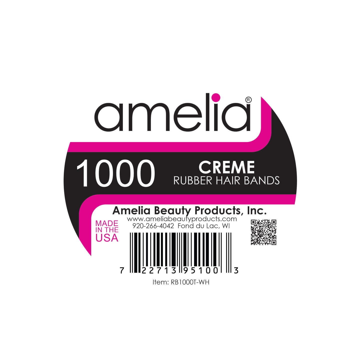 Amelia Beauty | 1/2in, Creme, Elastic Rubber Band Pony Tail Holders | Made in USA, Ideal for Ponytails, Braids, Twists, Dreadlocks, Styling Accessories for Women, Men and Girls | 1000 Pack