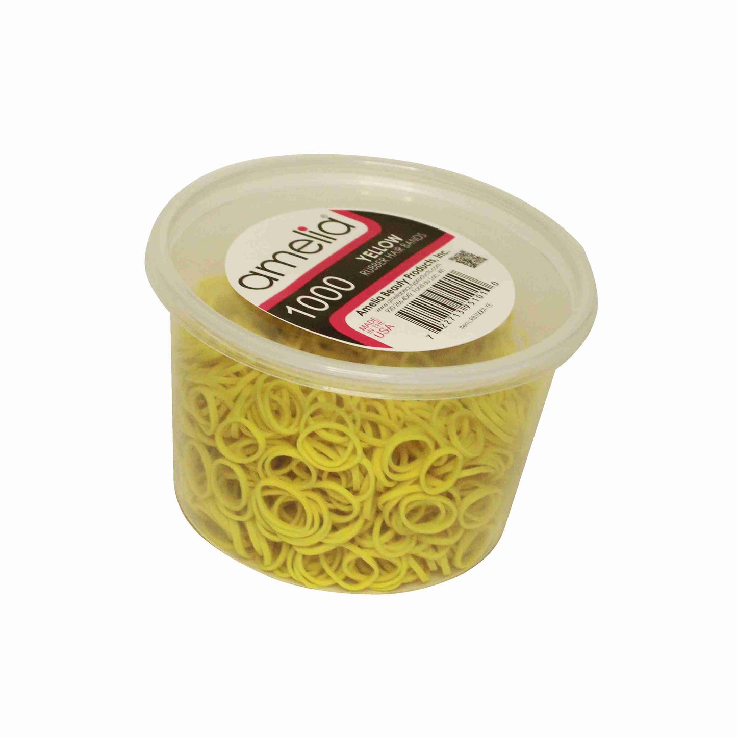 Amelia Beauty | 1/2in, Yellow, Elastic Rubber Band Pony Tail Holders | Made in USA, Ideal for Ponytails, Braids, Twists, Dreadlocks, Styling Accessories for Women, Men and Girls | 1000 Pack